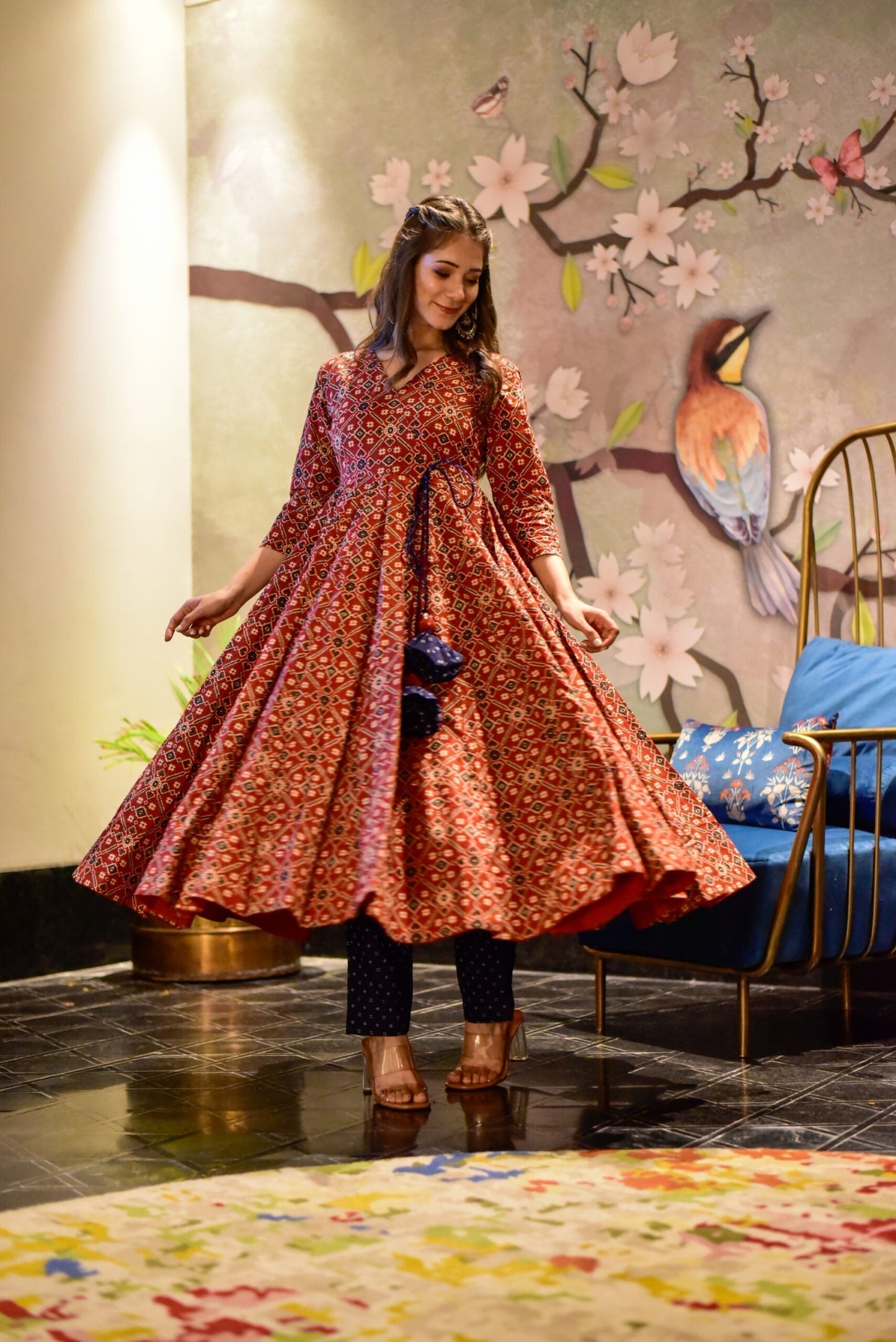 maroon amour kurta set