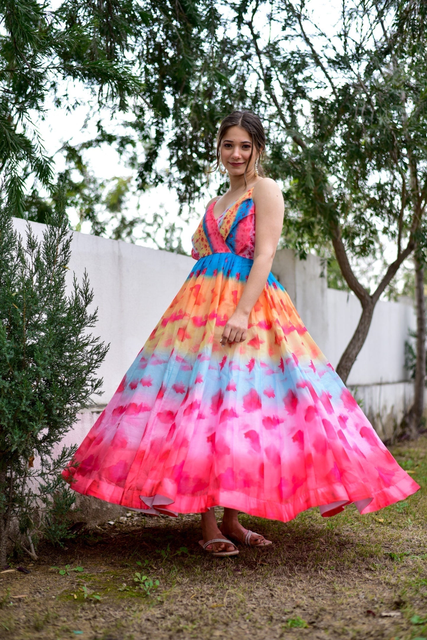 flamingo pink chanderi dress