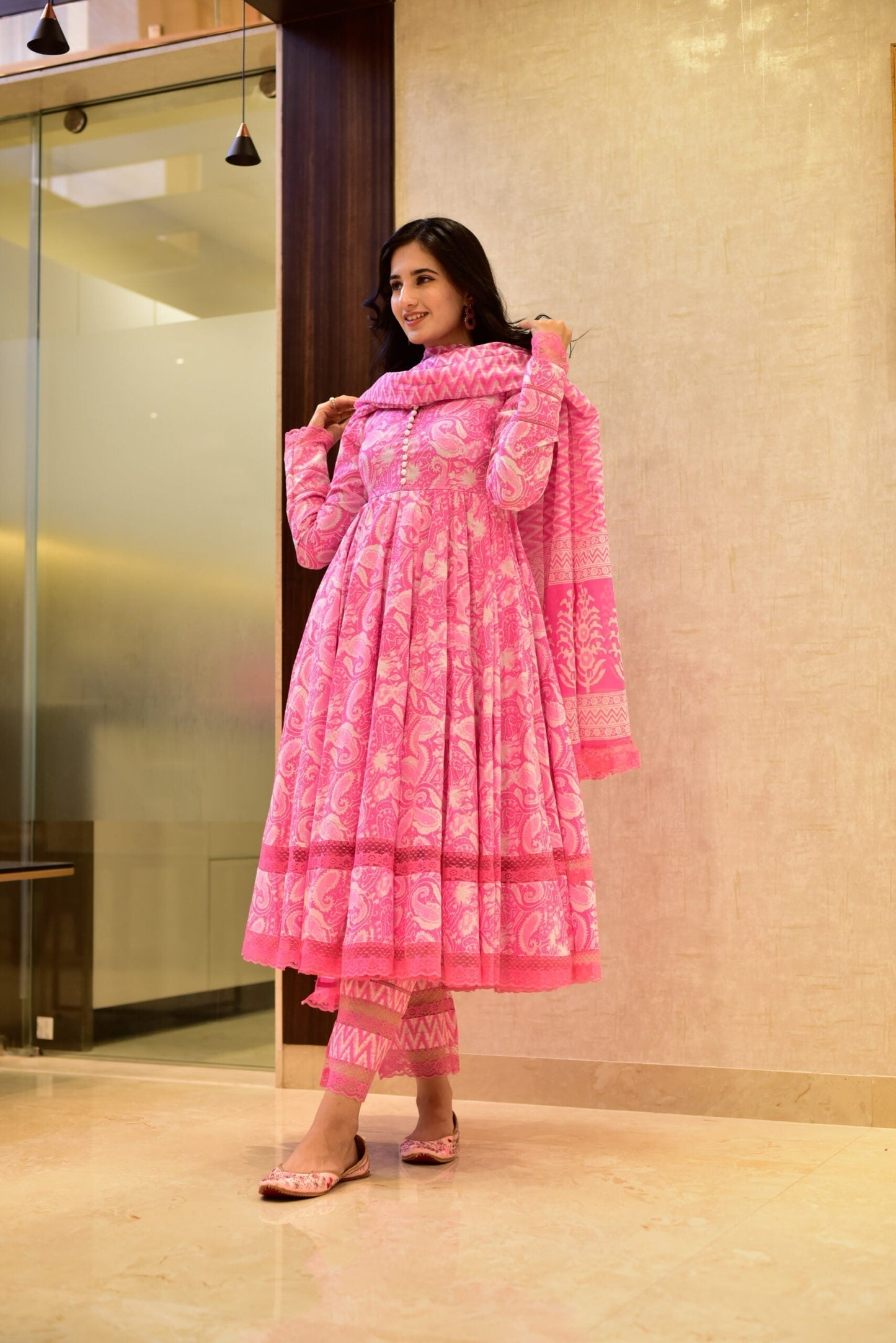 vamika pink cotton suit set