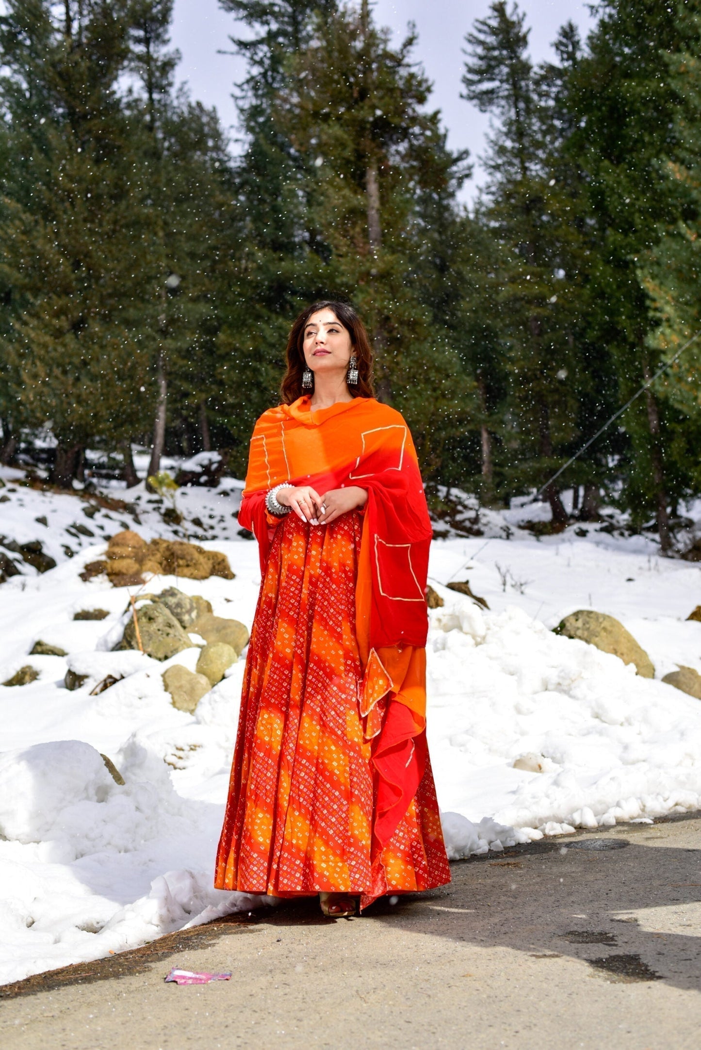 orange shimmer maxi set