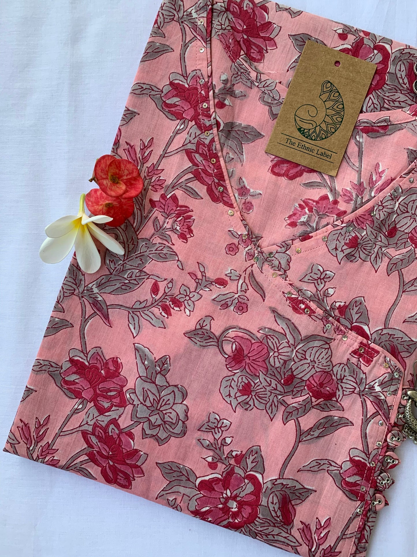 Pink Bagiyaan Angrakha Cotton Kurta