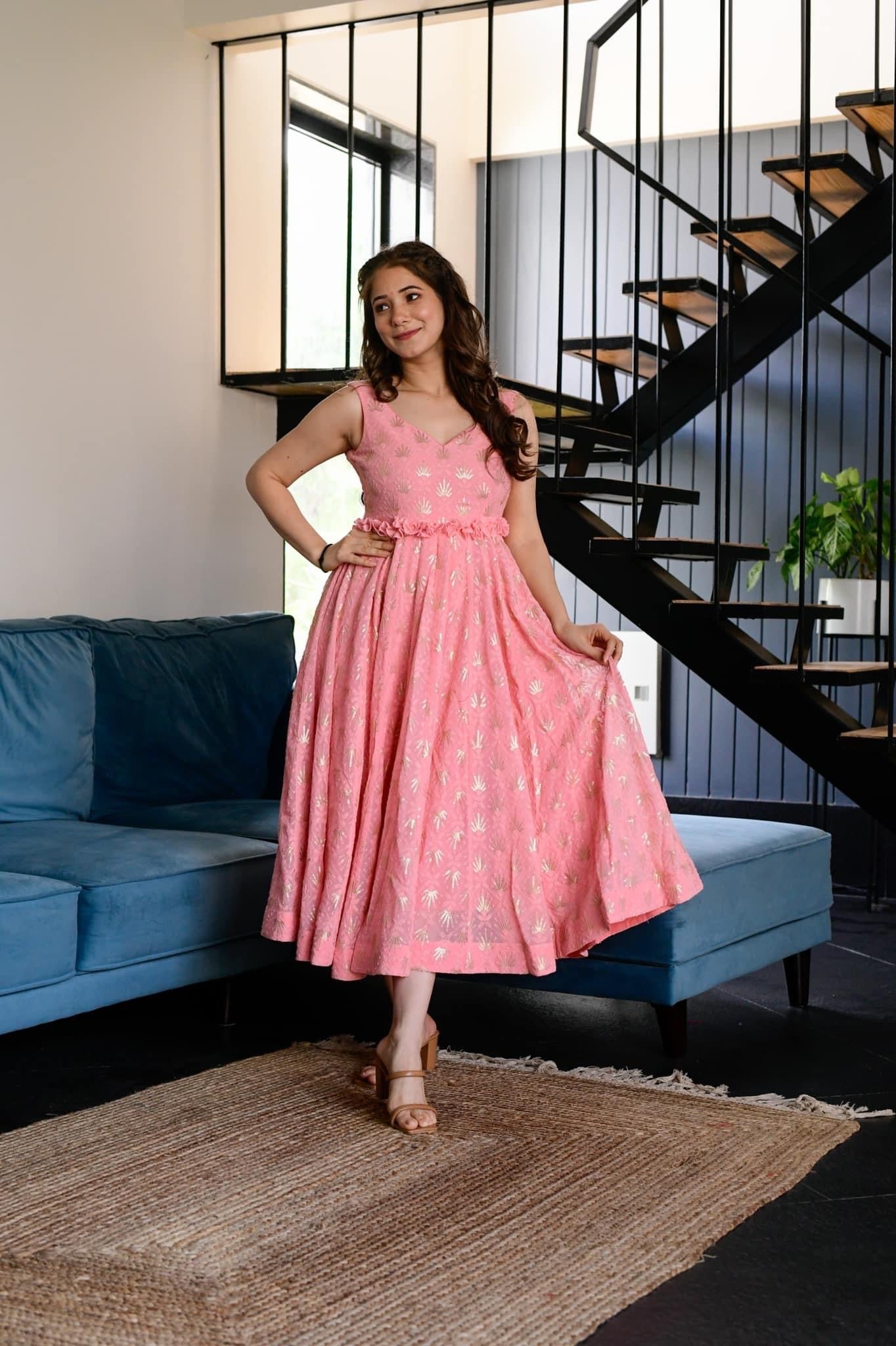 tarifa georgette embroidered dress