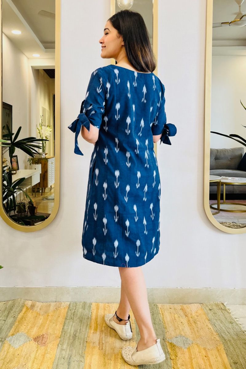 NAVY IKAT SHIFT DRESS
