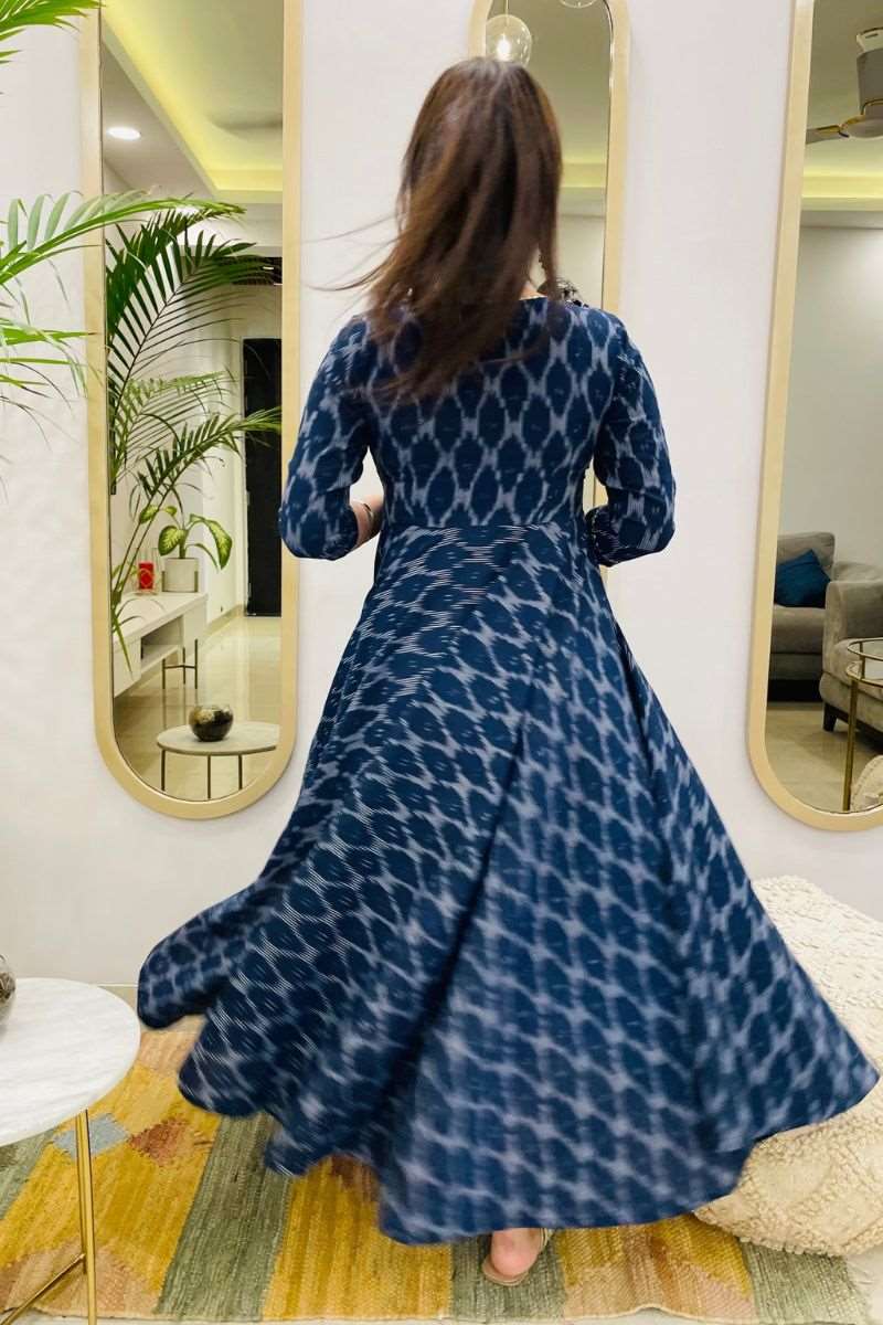 NAVY IKAT TWIRL DRESS