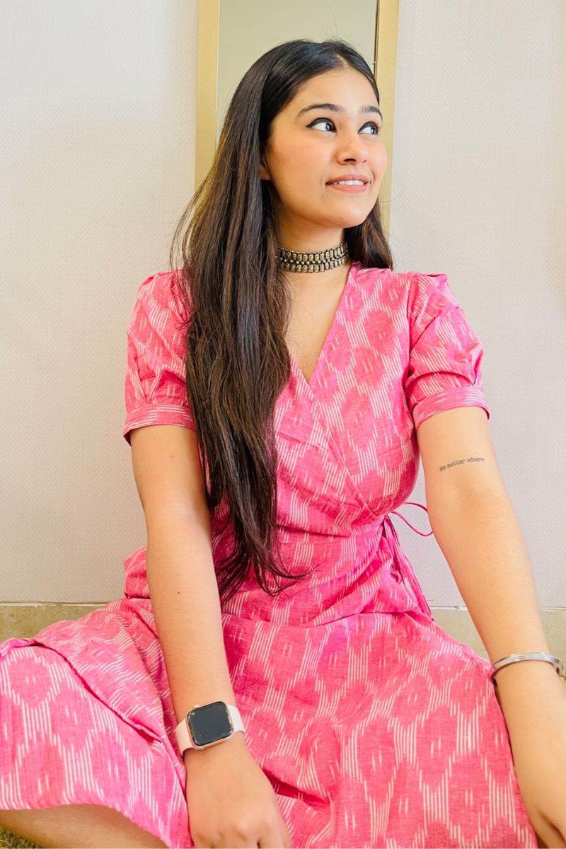 PASTEL PINK IKAT WRAP DRESS