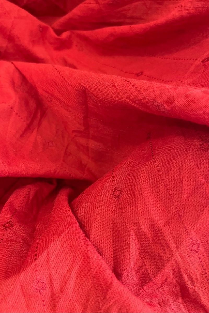 RUST EMBROIDERED VOLUMINOUS DRESS