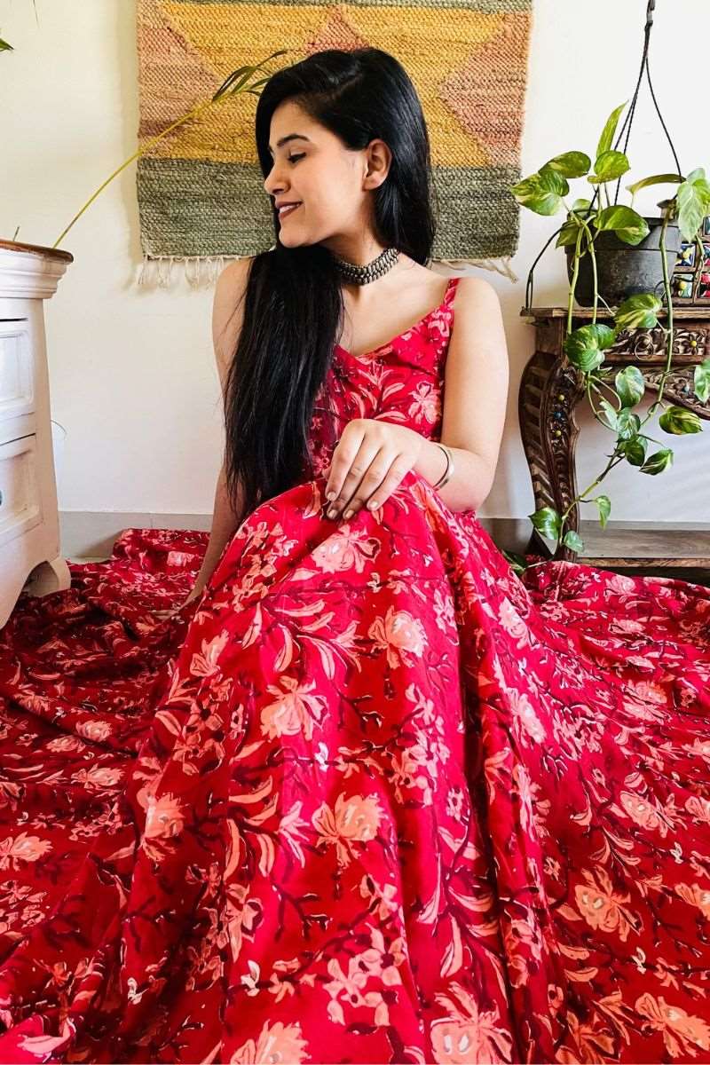 DESERT ROSE HAND BLOCK TWIRL DRESS