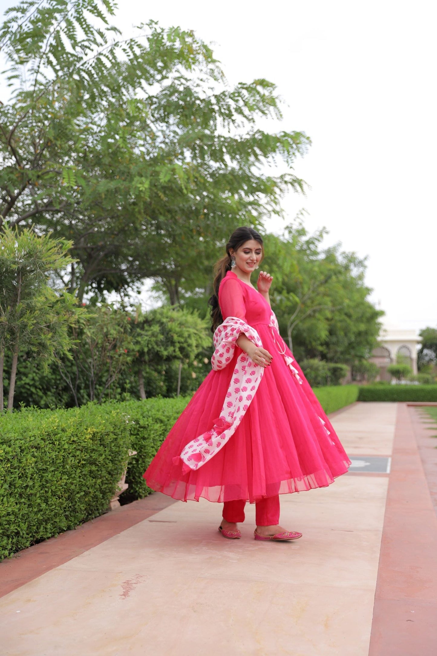PINK ORGANZA DUPATTA SET