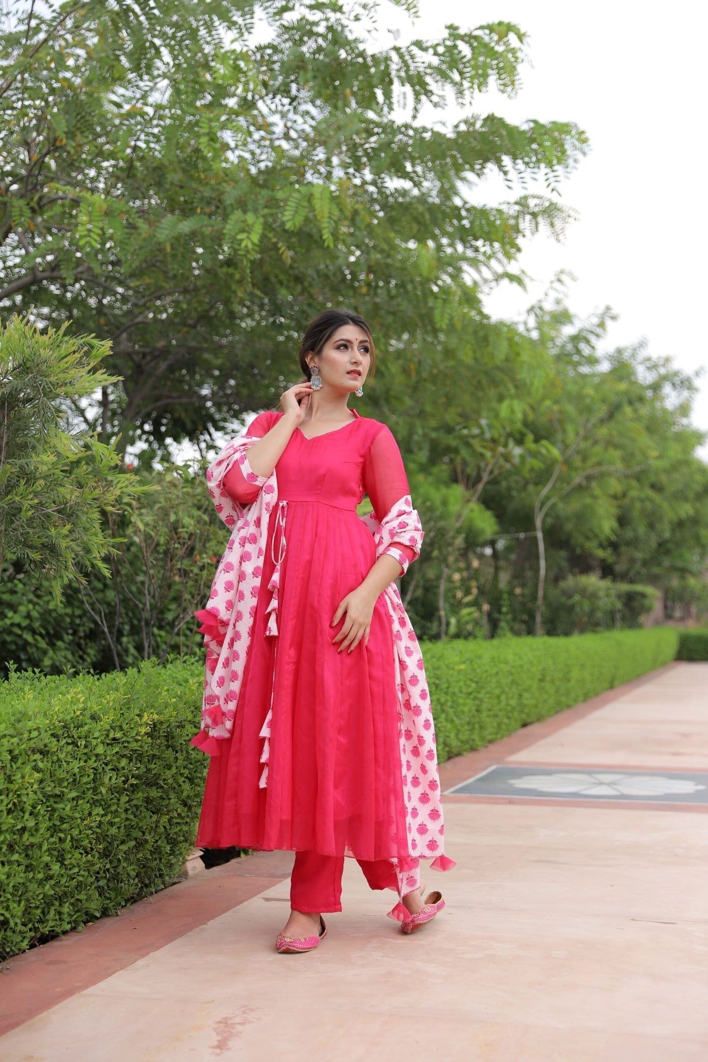 PINK ORGANZA DUPATTA SET