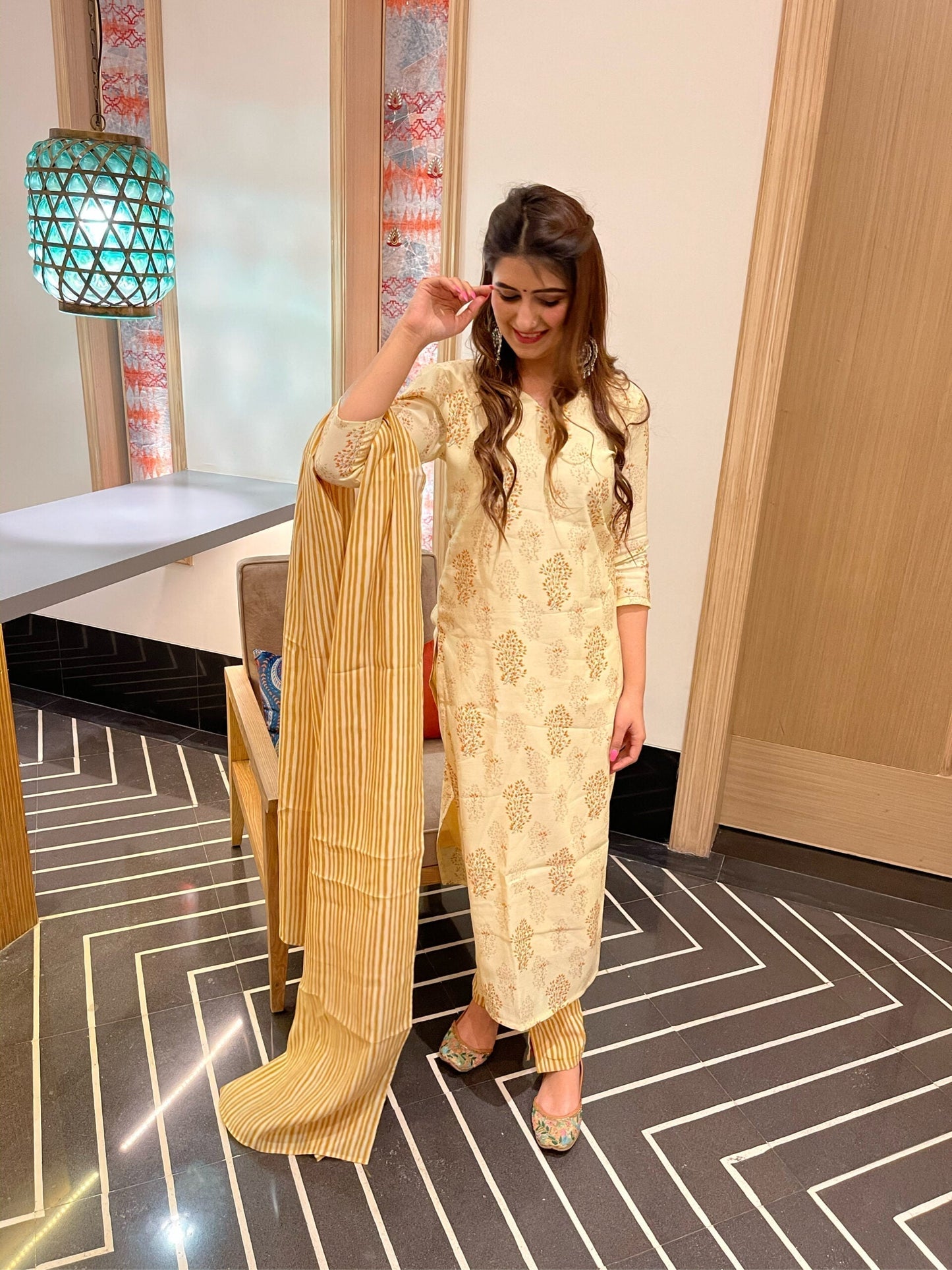 ridhi yellow muslin kurta set