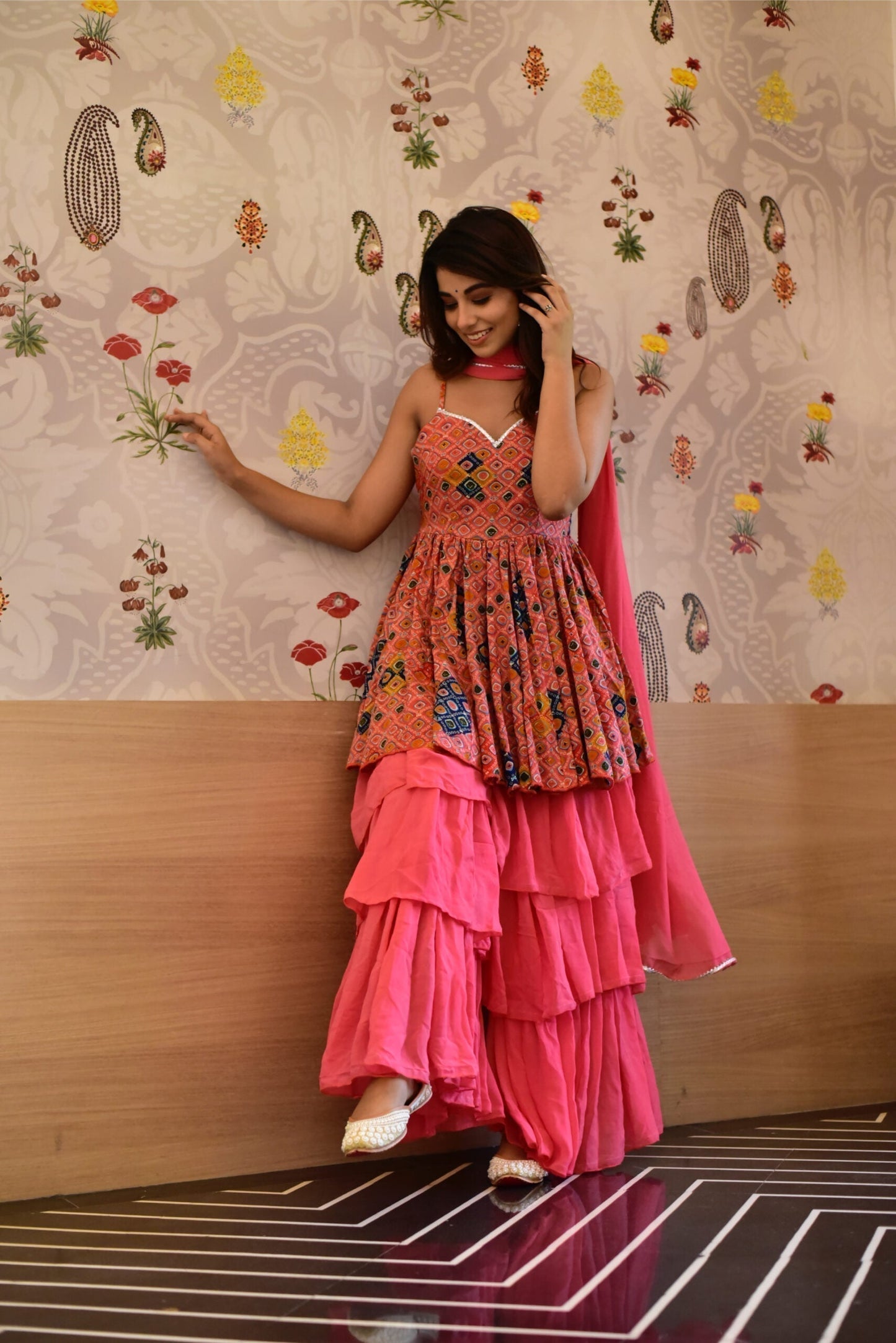 Pallavee peach sharara set