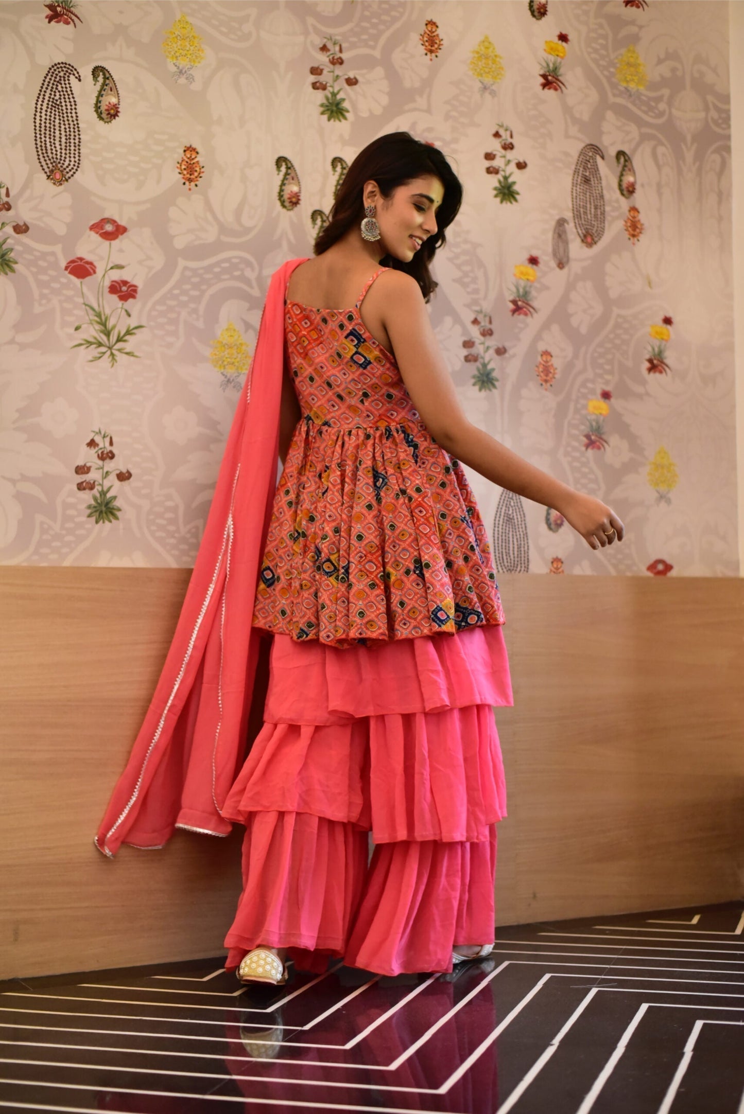 Pallavee peach sharara set