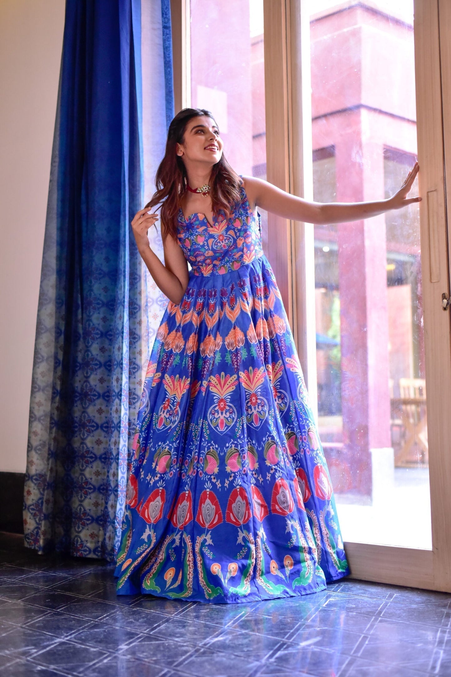 damini blue chanderi maxi
