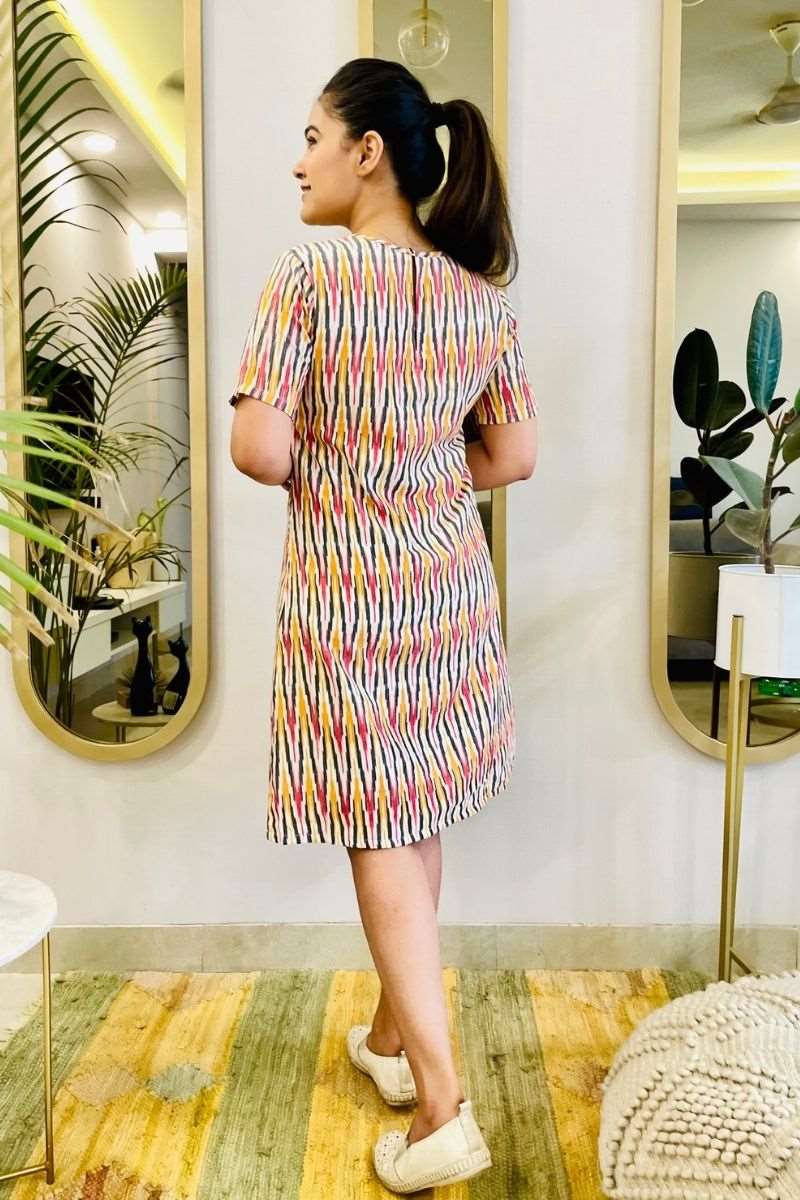 MULTI-COLOR IKAT SHIFT DRESS