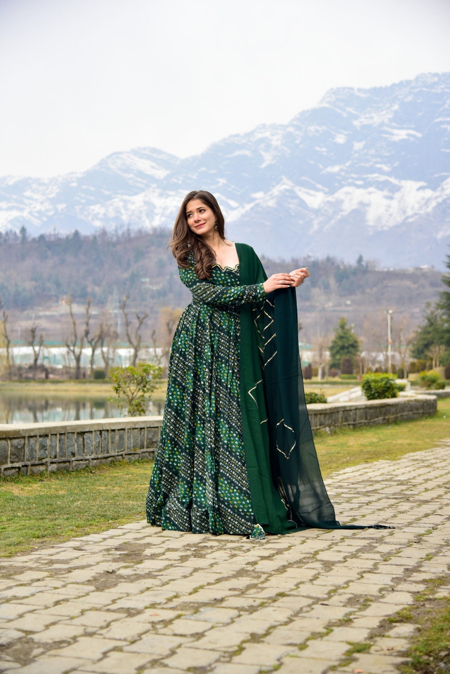 green shimmer glace maxi set