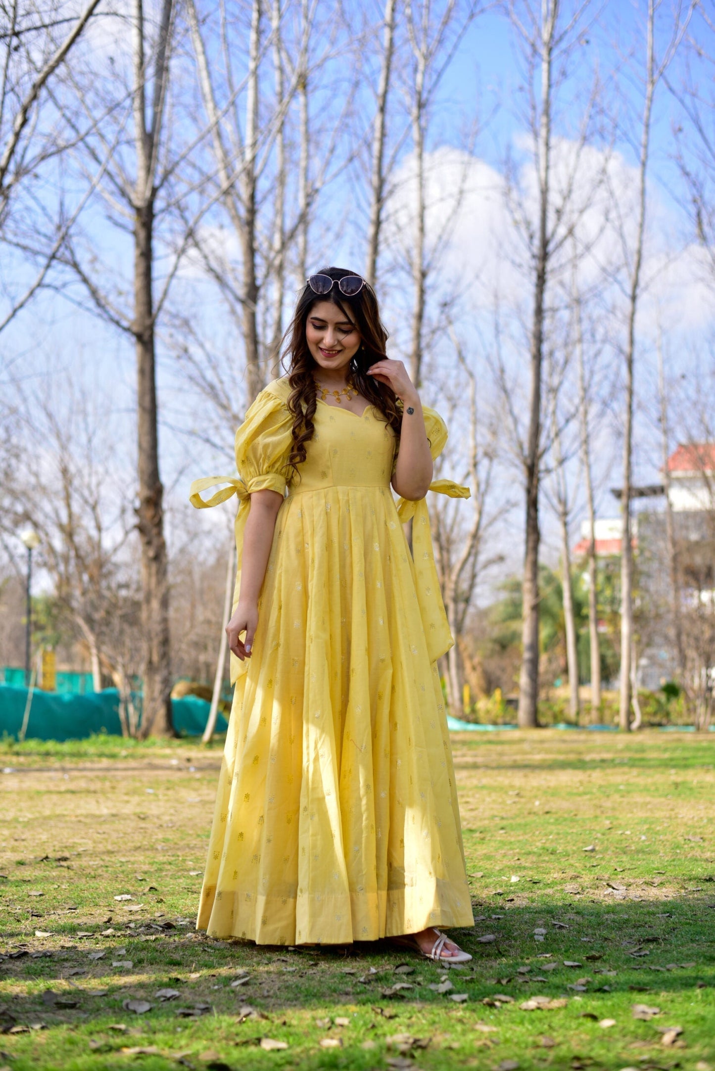 farzana yellow chanderi dress