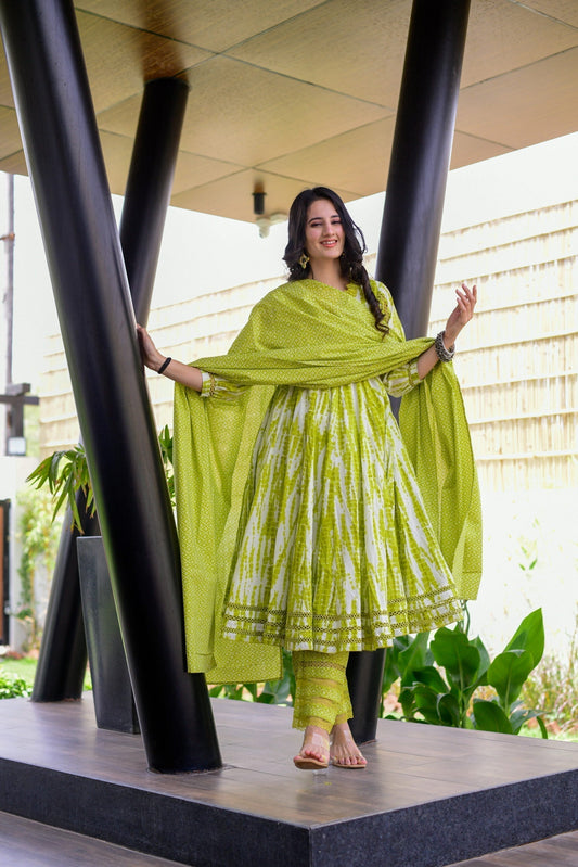Mouni shibori green suit set