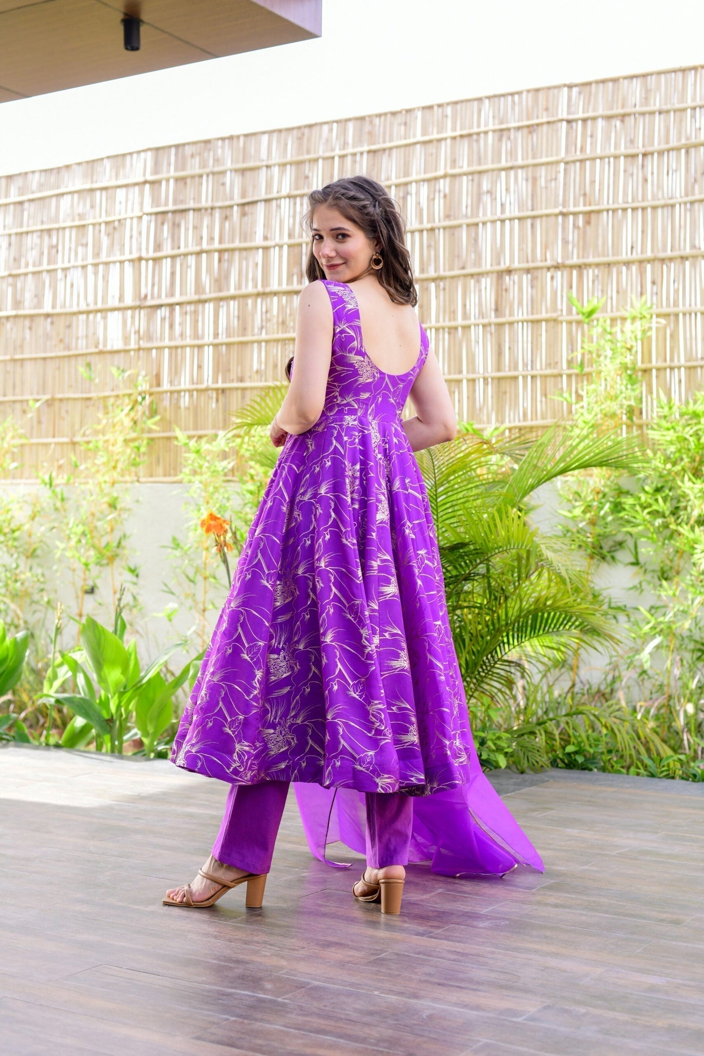 purple organza shimmer suit set