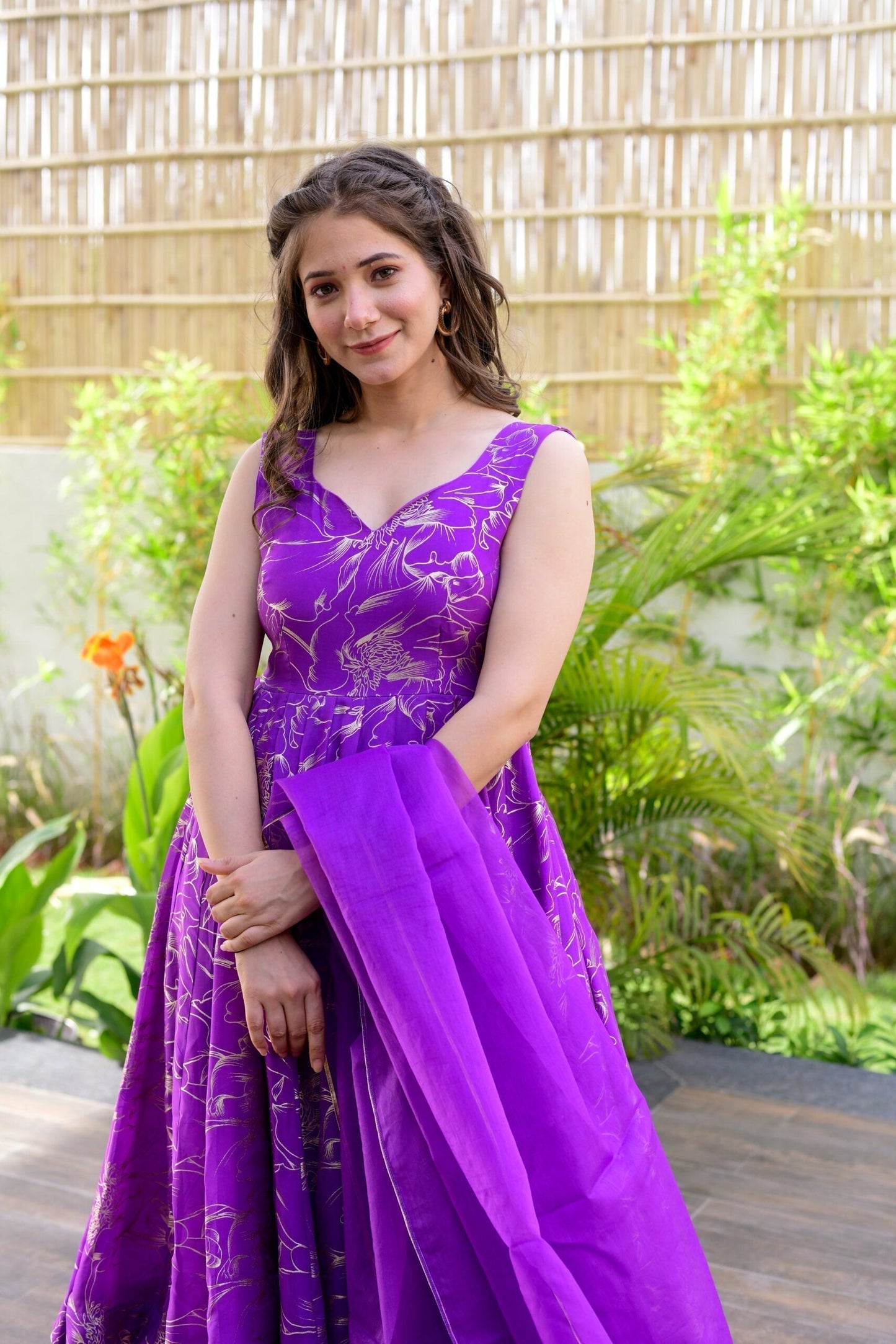 purple organza shimmer suit set