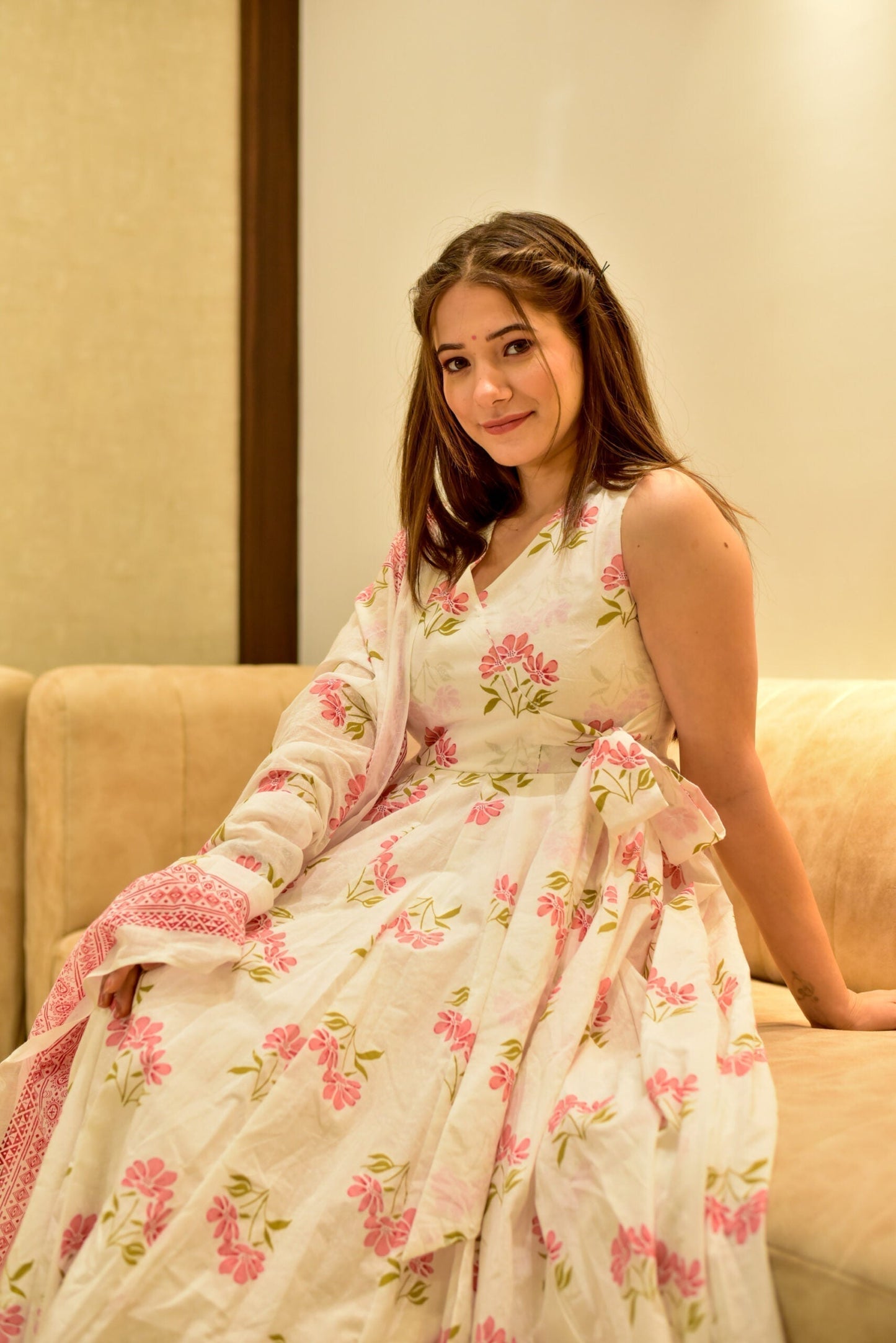 white &amp; pink fairytale cotton suit set