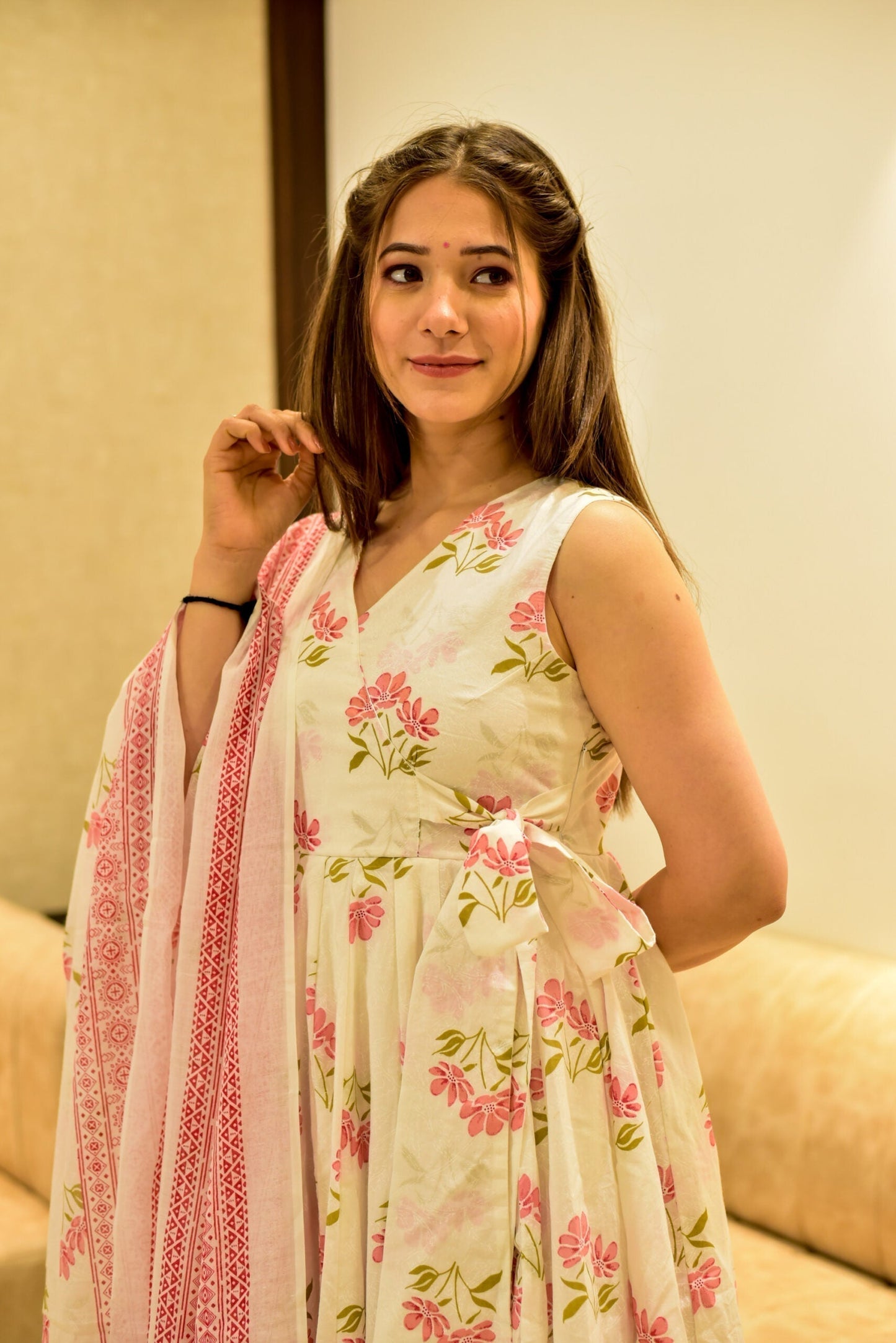 white &amp; pink fairytale cotton suit set