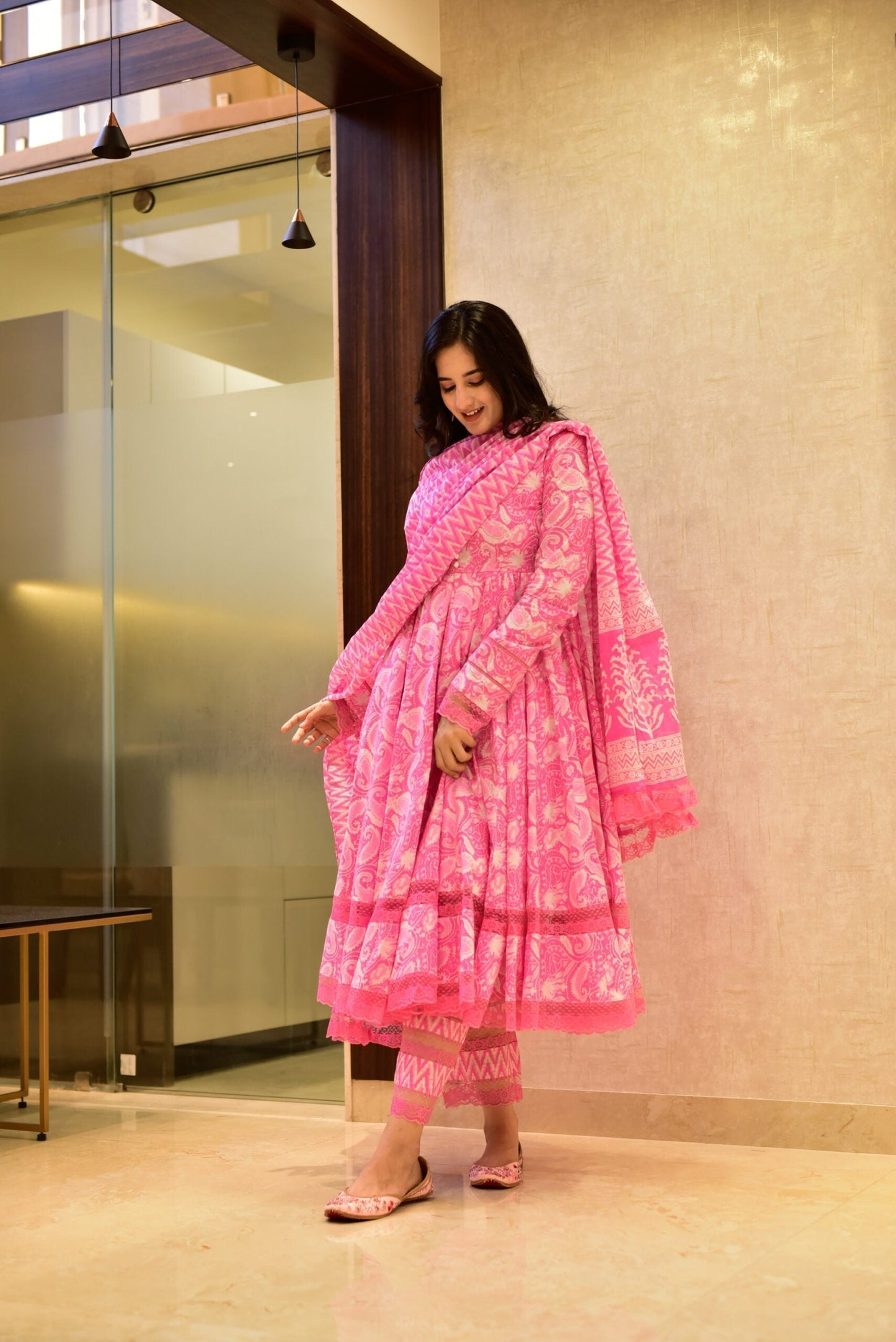 vamika pink cotton suit set