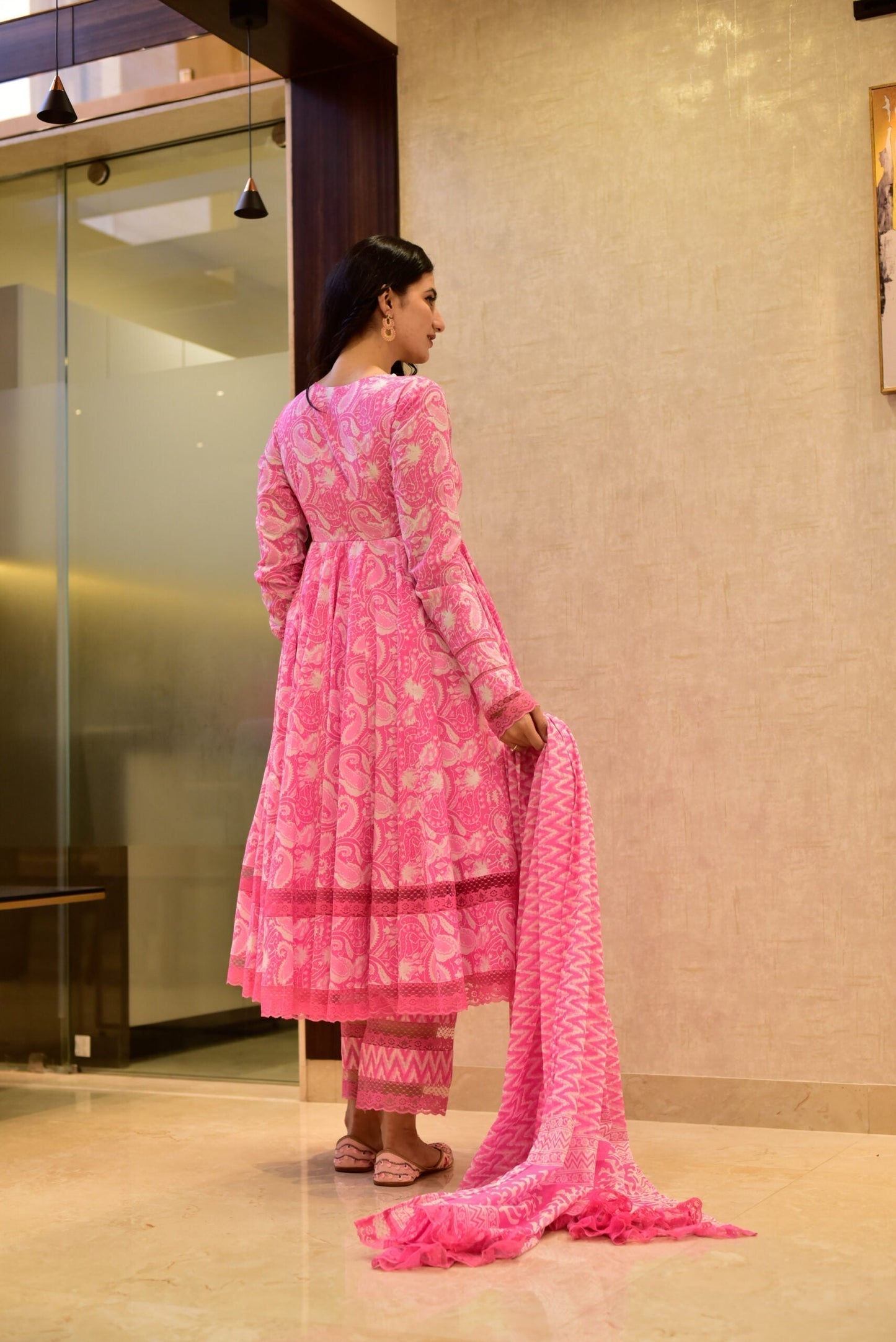 vamika pink cotton suit set