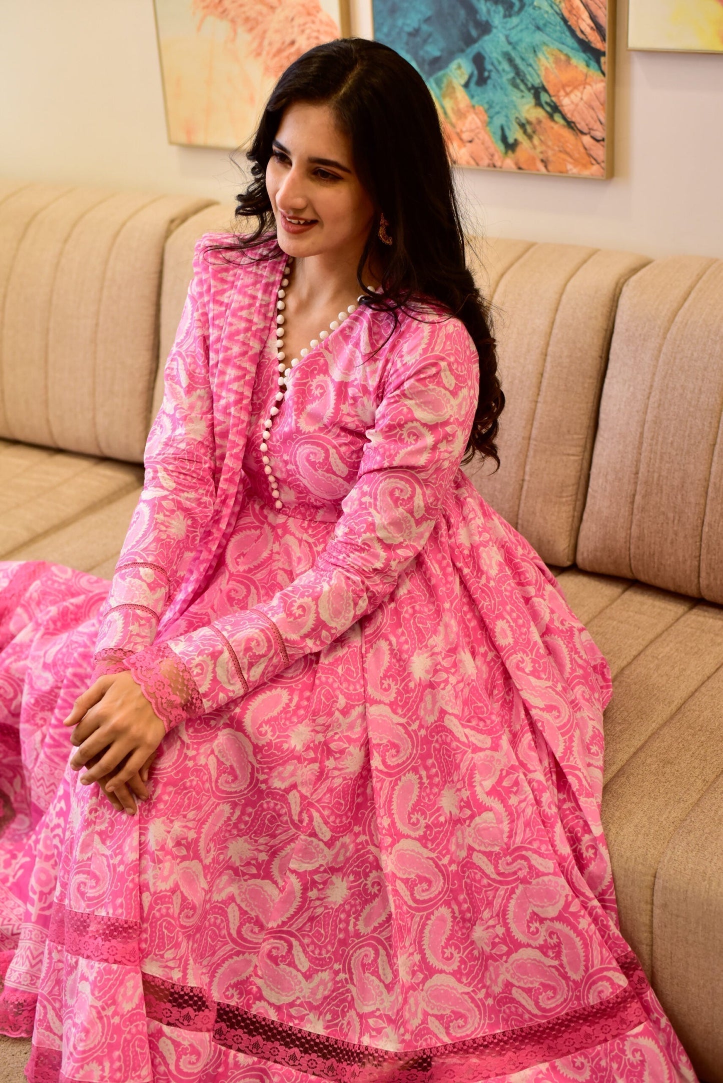 vamika pink cotton suit set