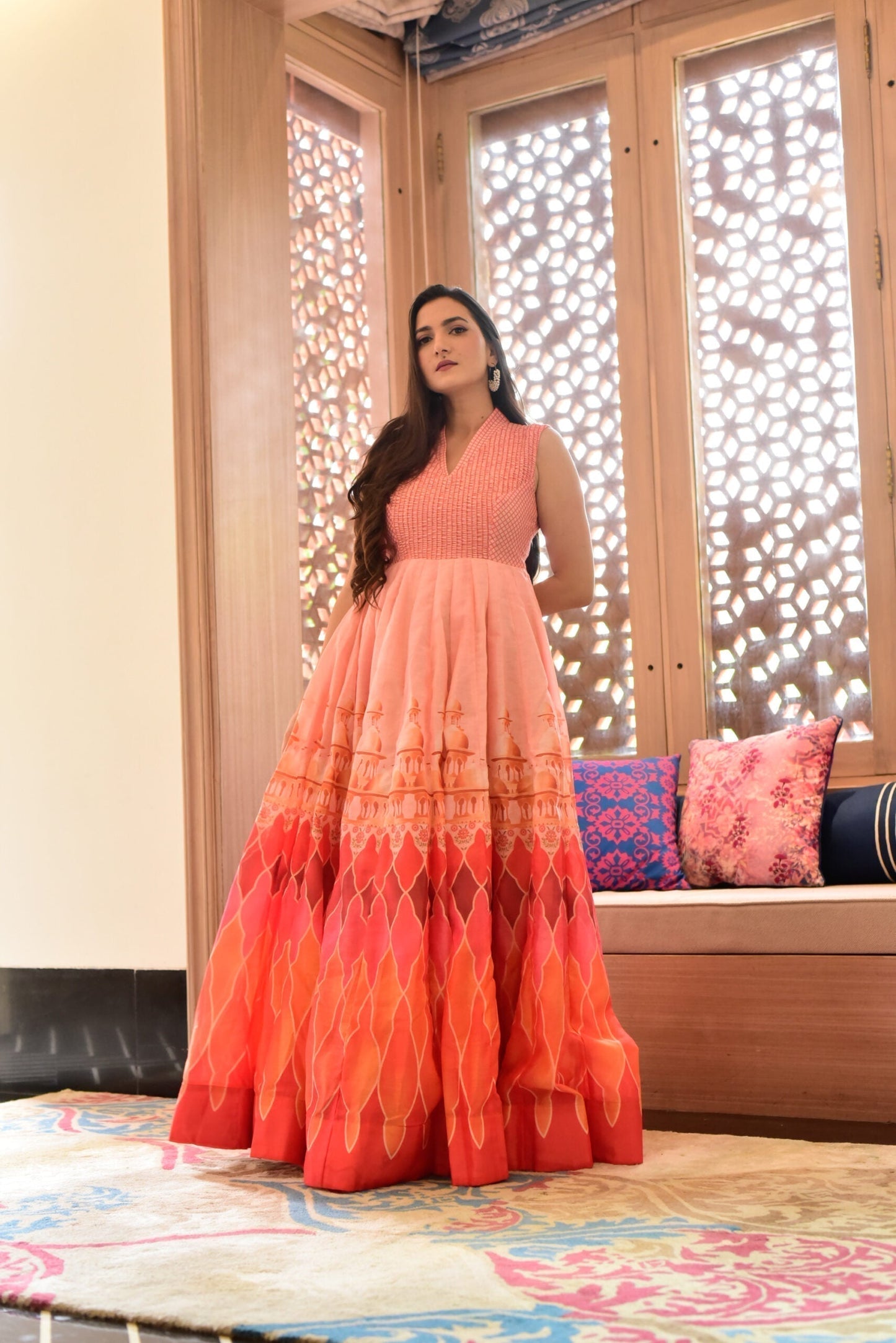 Aarvi orange chanderi maxi