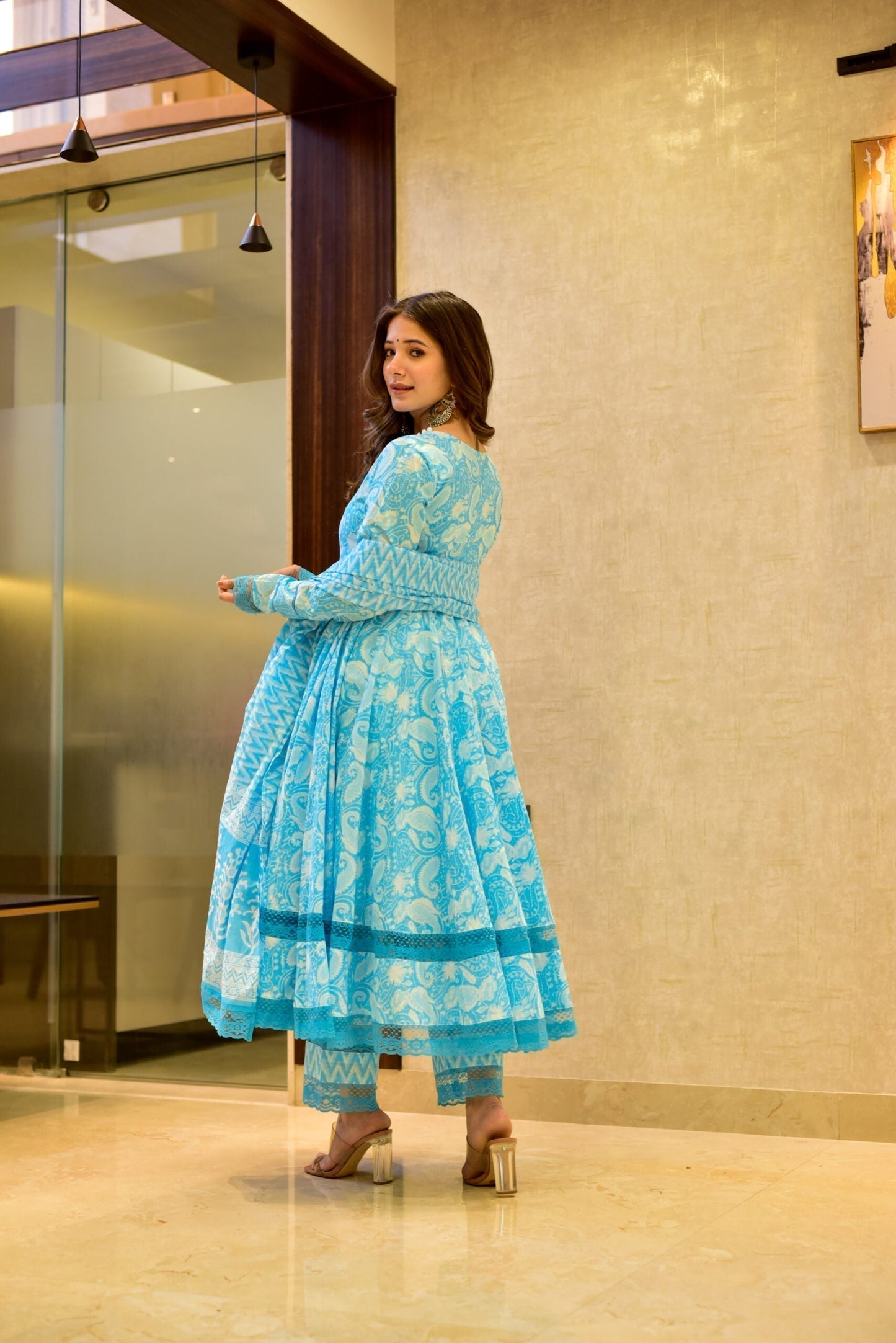 ocean blue cotton suit set