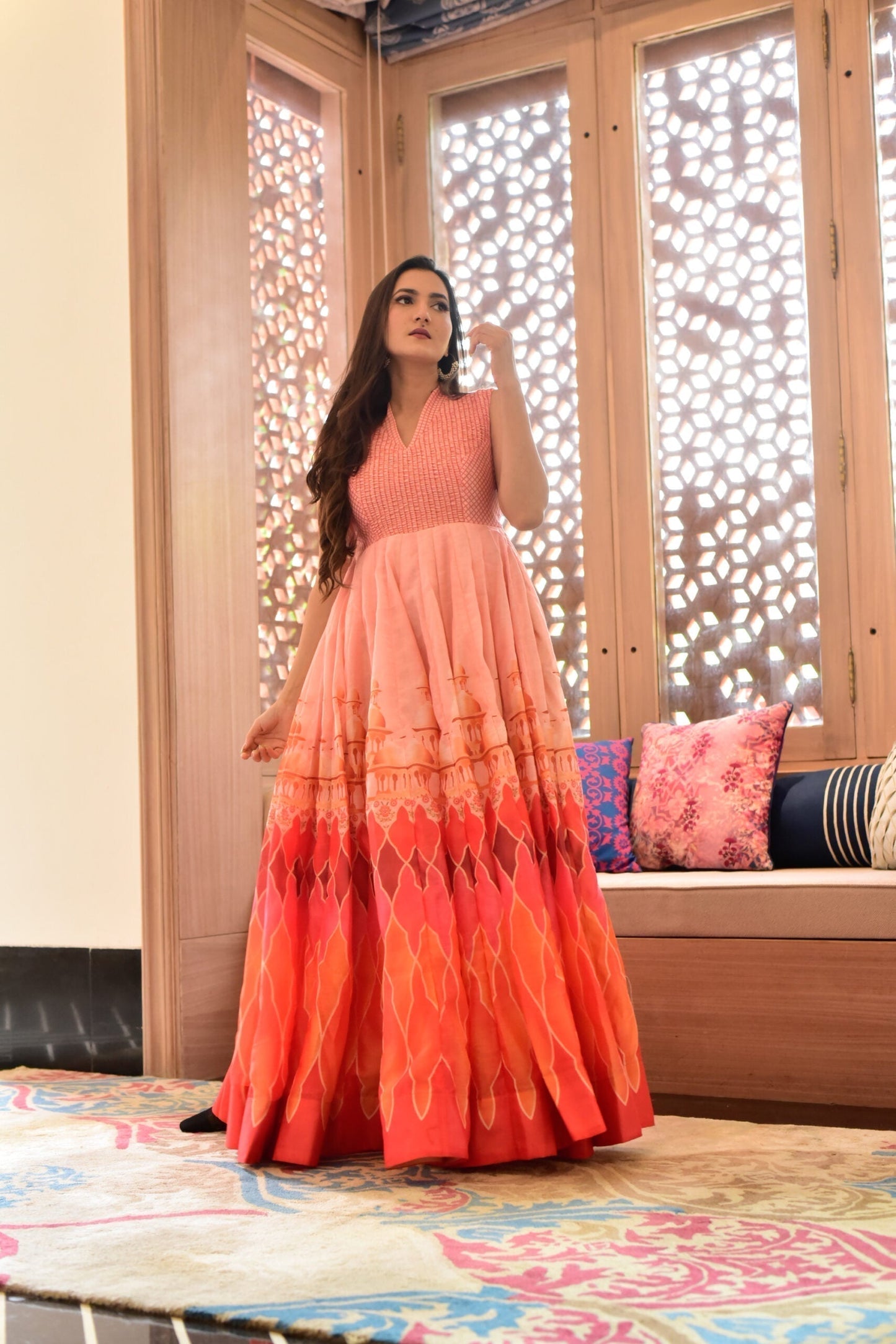 Aarvi orange chanderi maxi