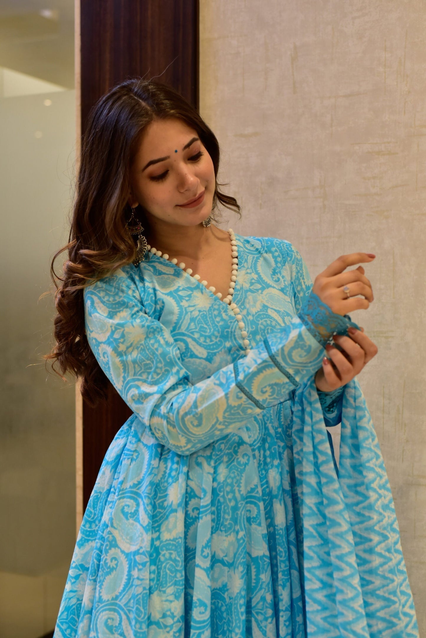 ocean blue cotton suit set