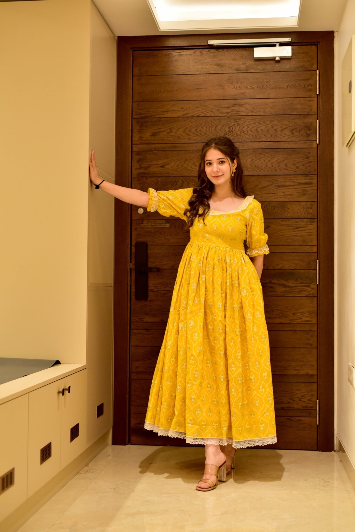 yellow tin tin cotton dress