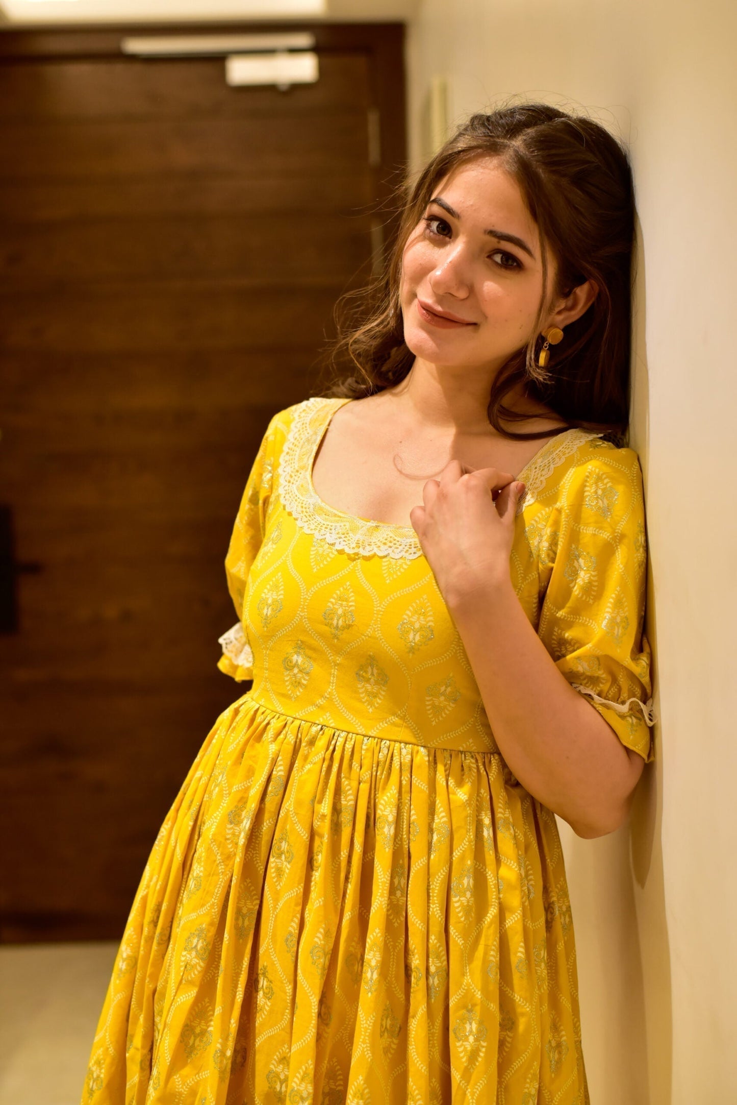 yellow tin tin cotton dress