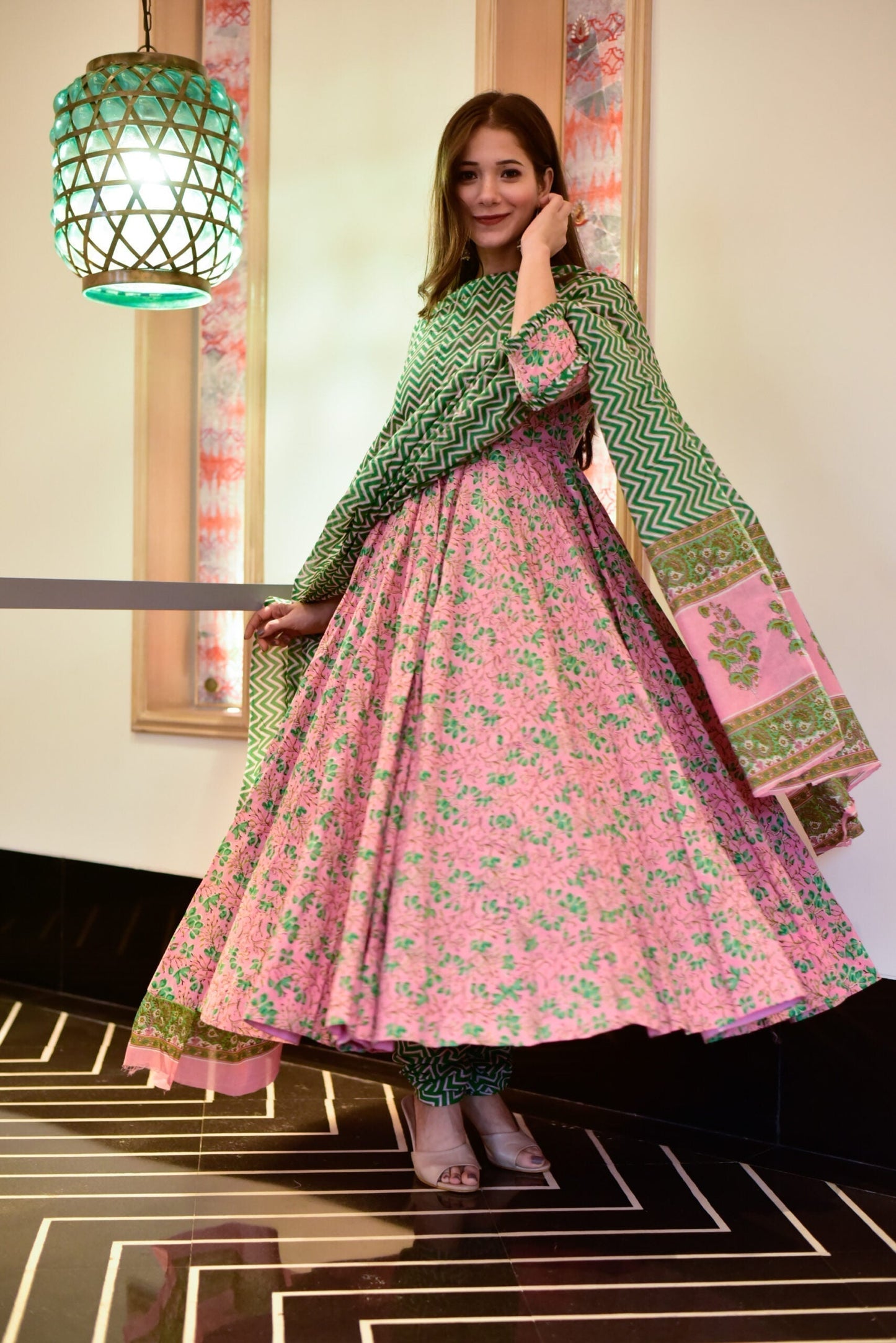 arunima pink cotton suit set