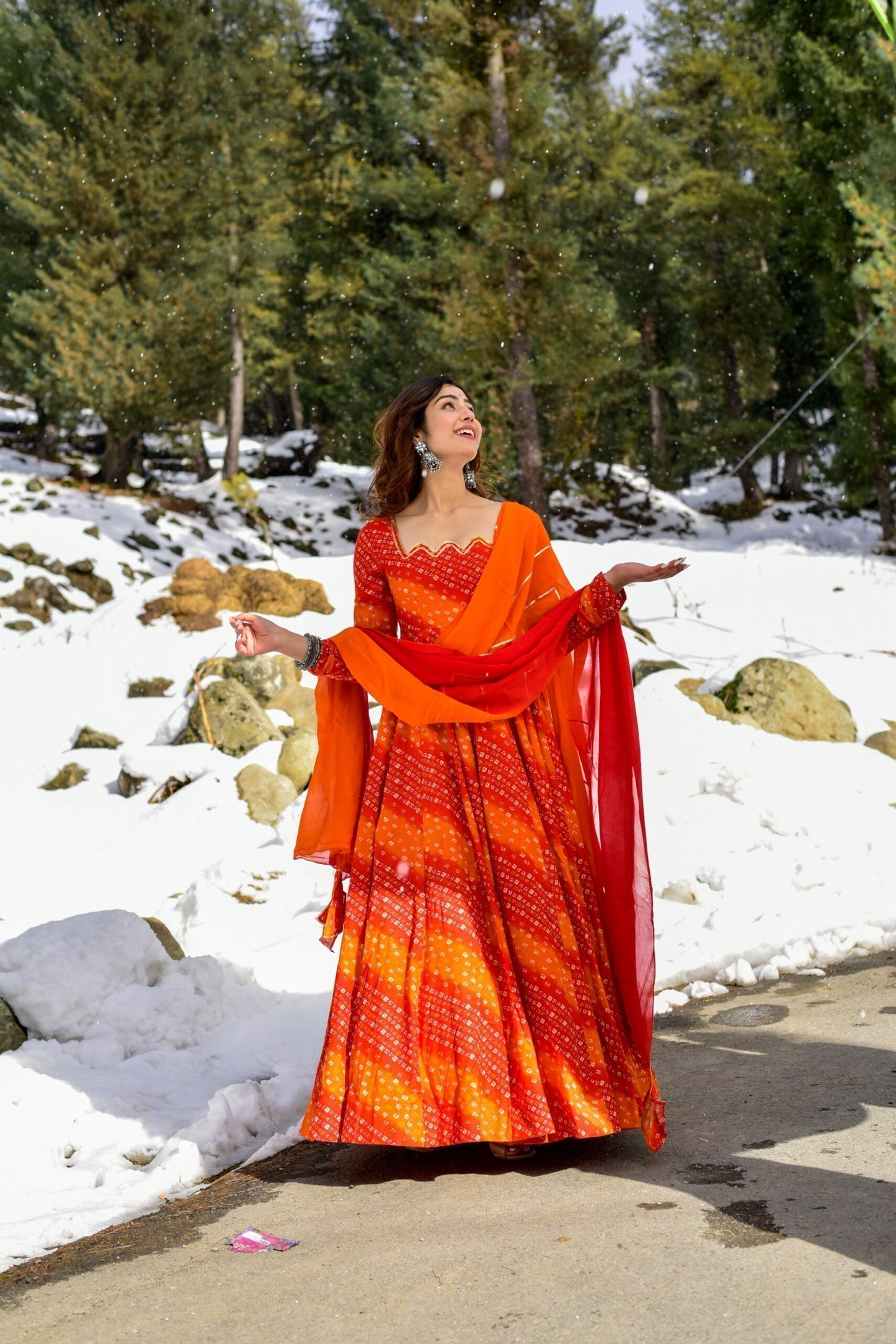 orange shimmer maxi set