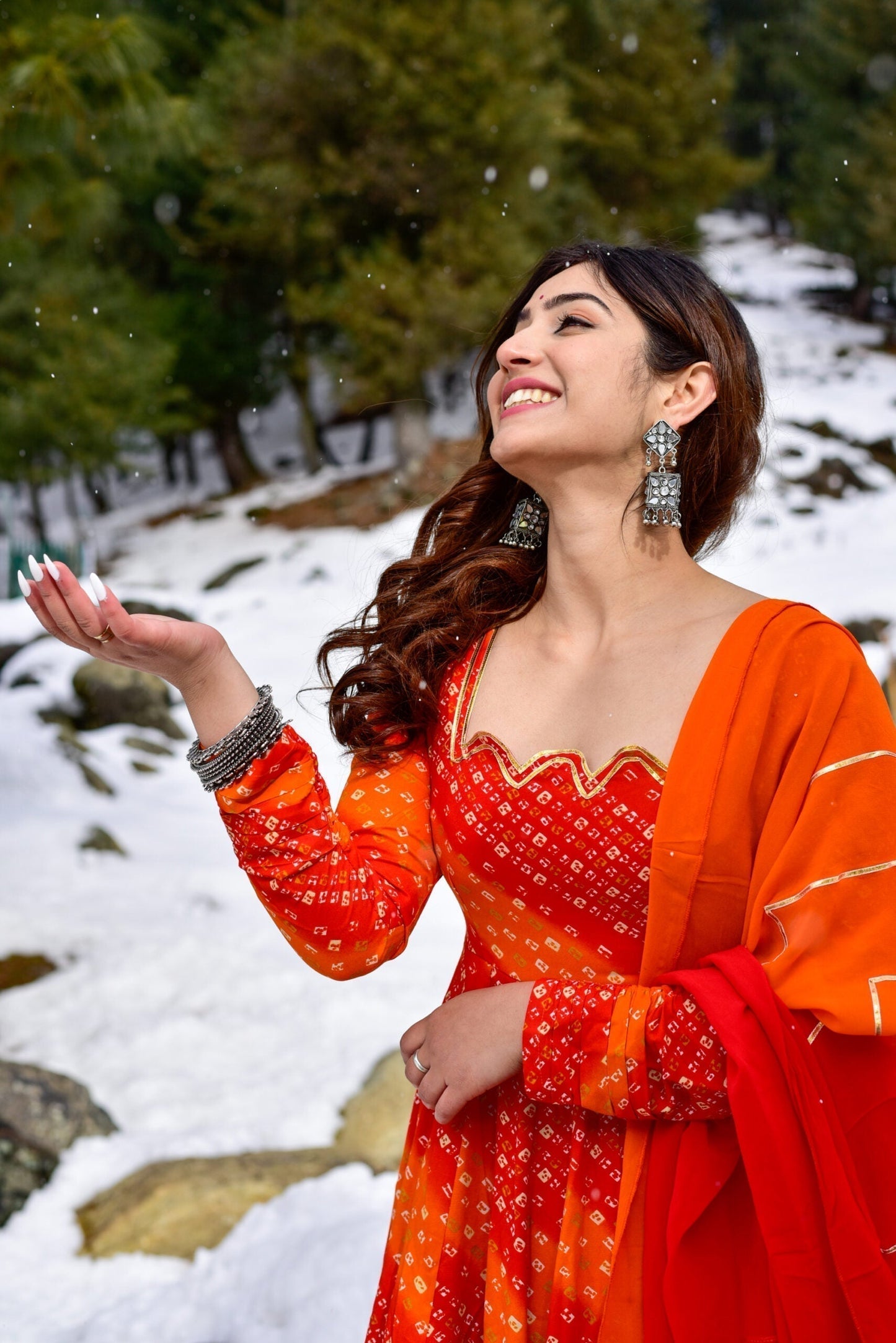 orange shimmer maxi set