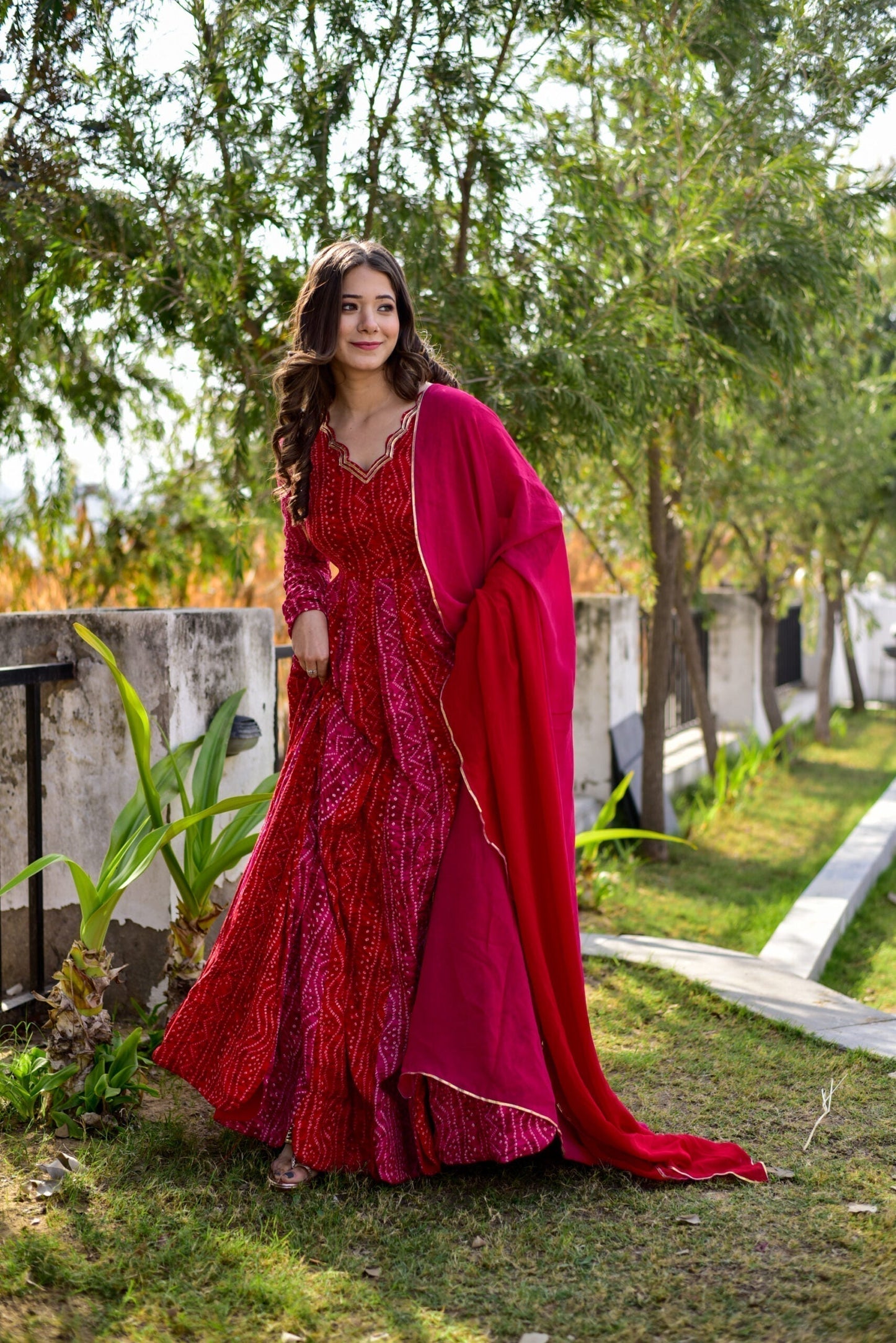 poetic pink and red maxi set