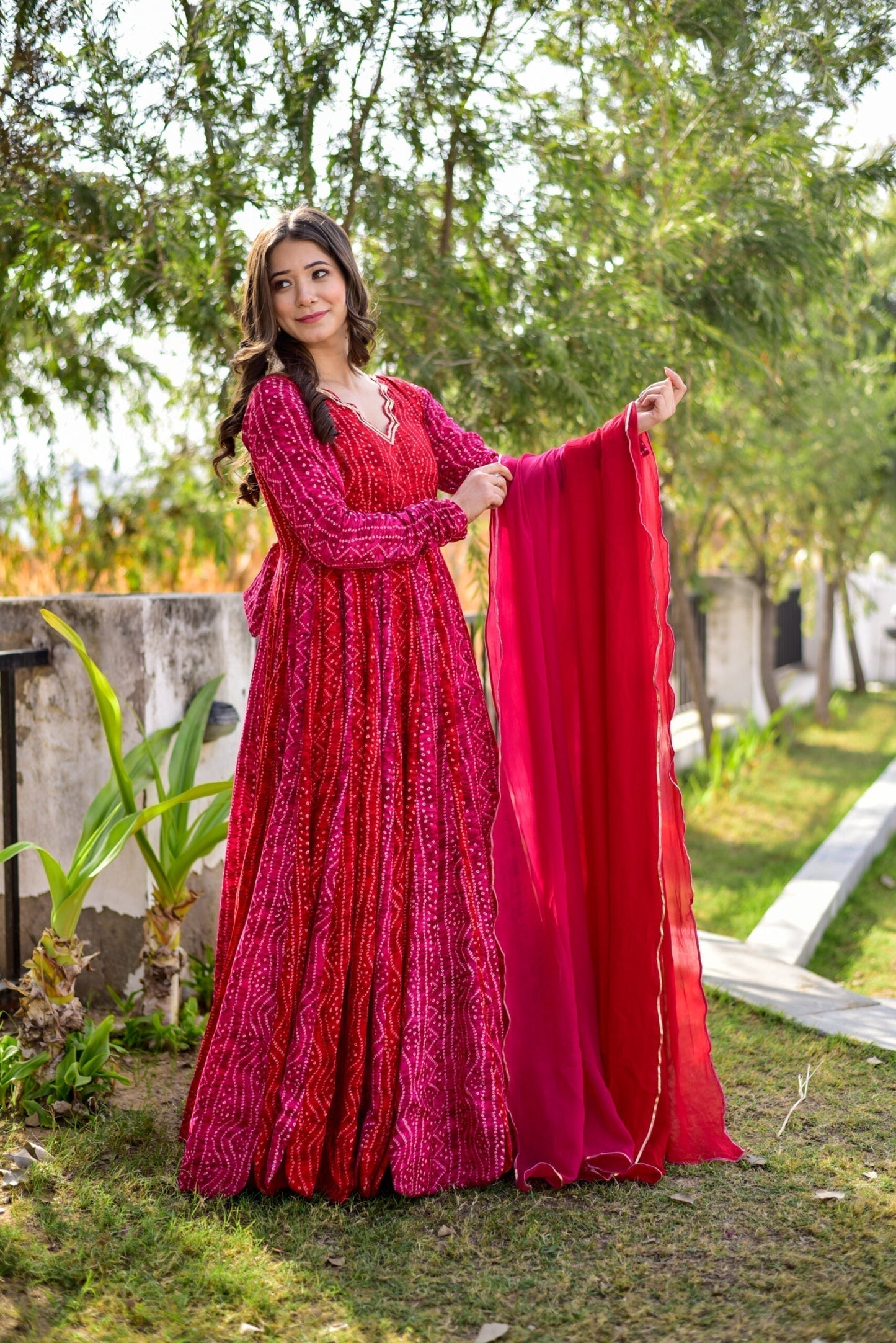 poetic pink and red maxi set