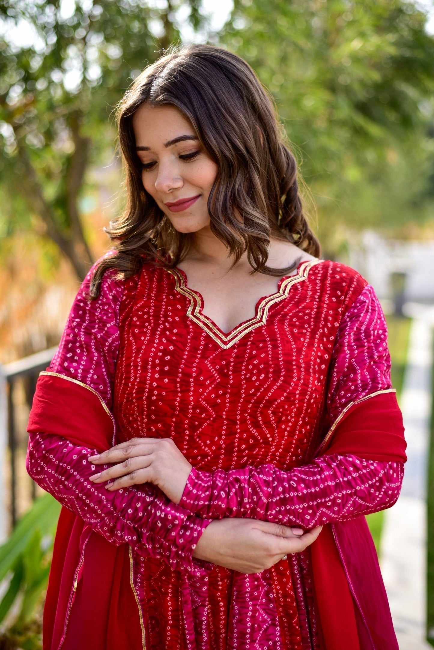 poetic pink and red maxi set