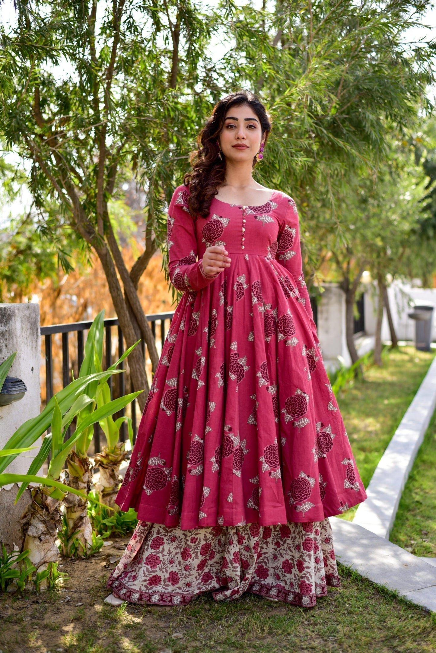 pink rhythm kurta palazzo set