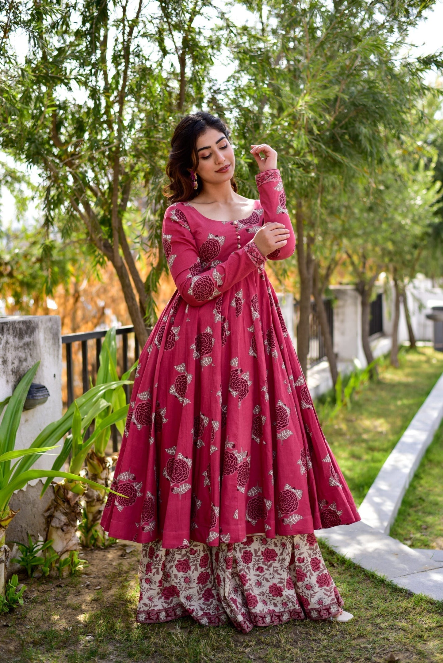 pink rhythm kurta palazzo set