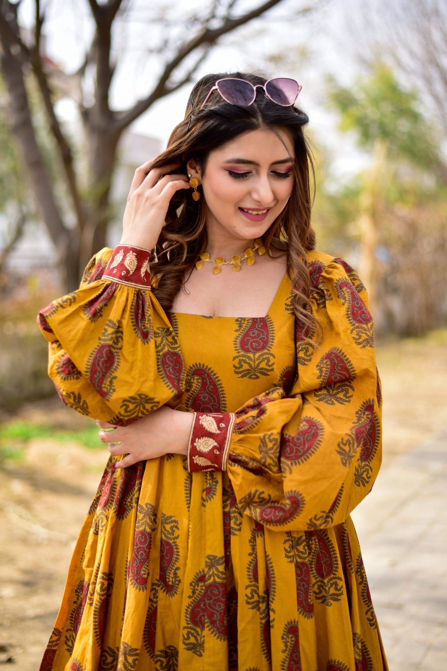 mustard dazzling kurta set