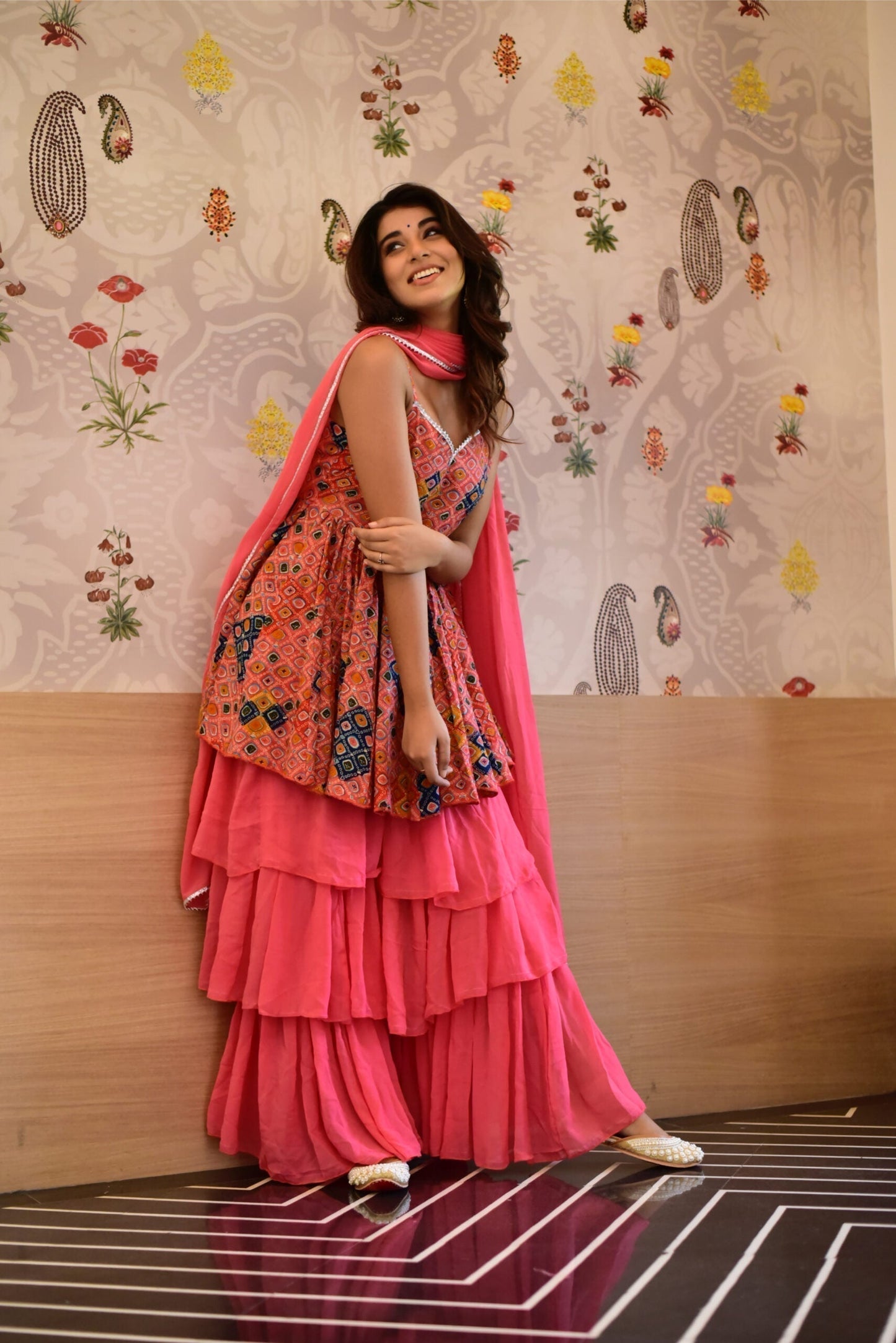 Pallavee peach sharara set