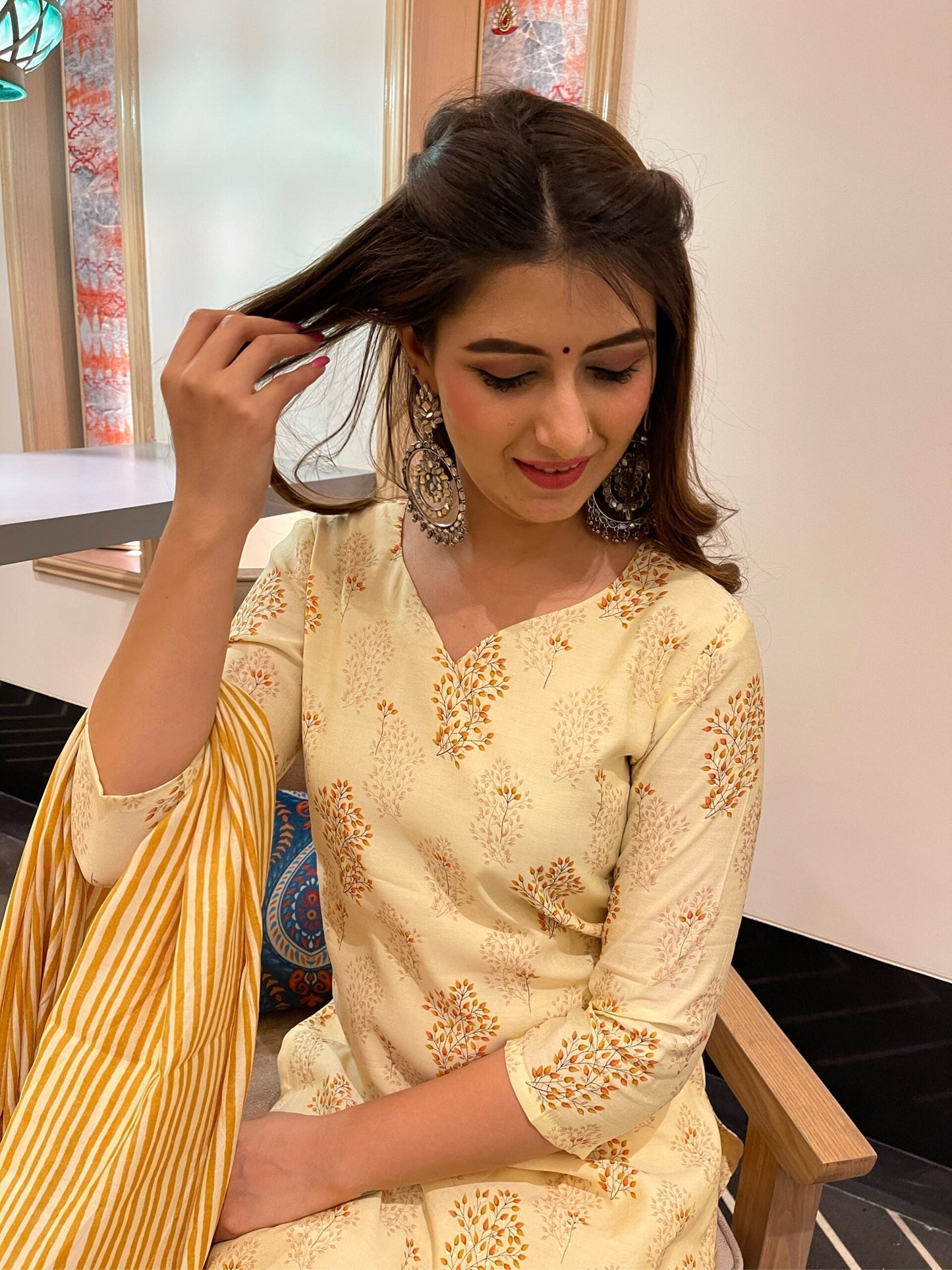 ridhi yellow muslin kurta set