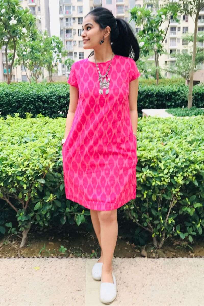 PINK IKAT SHIFT DRESS