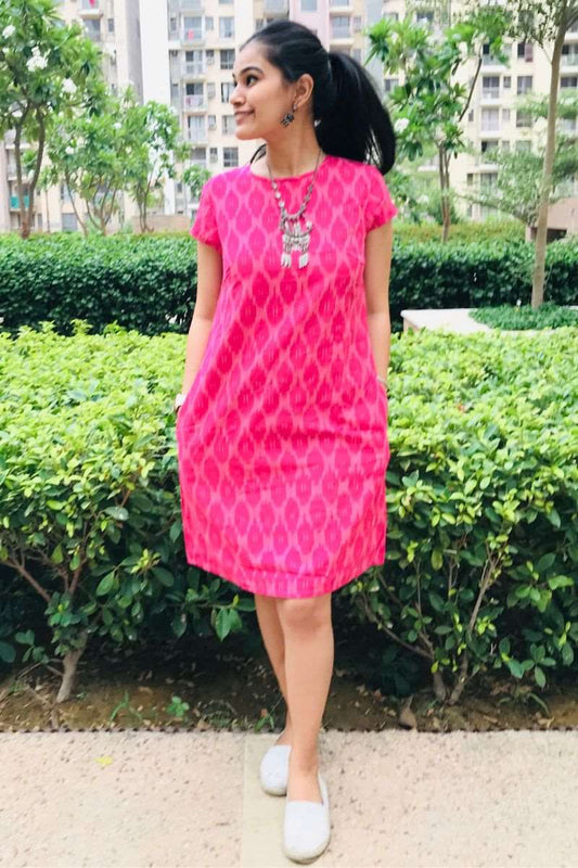 PINK IKAT SHIFT DRESS