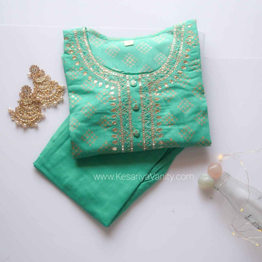 SALE: Turquoise Handwork Suit Set