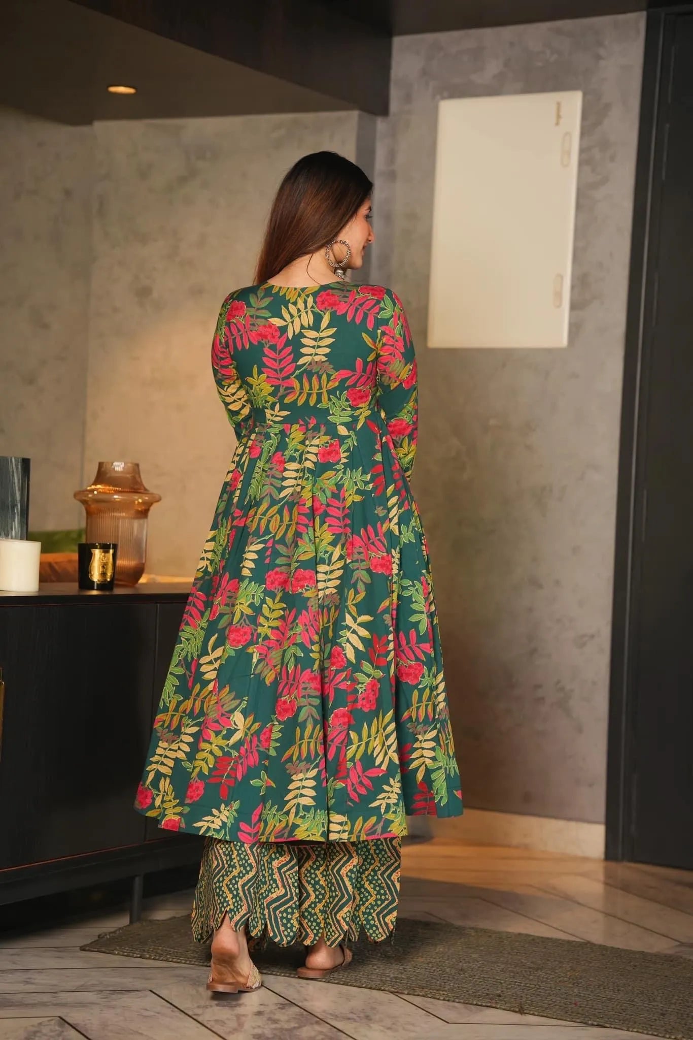 orchid green cotton kurta palazzo set