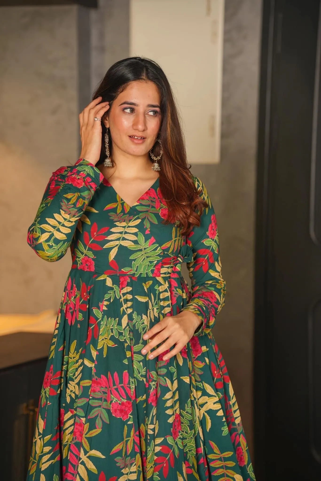orchid green cotton kurta palazzo set